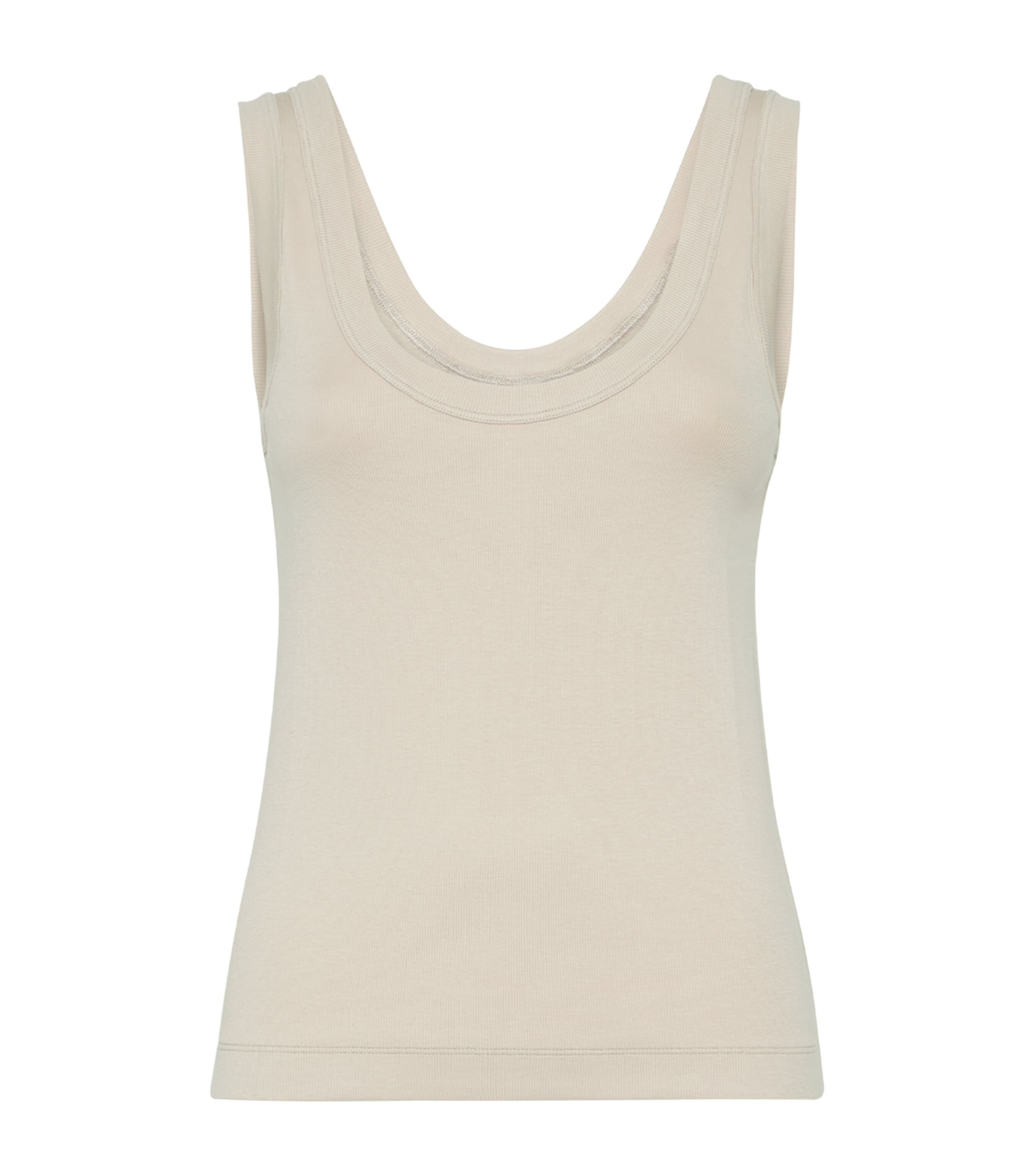 Brunello Cucinelli Stretch-cotton Ribbed Tank Top In Neutral