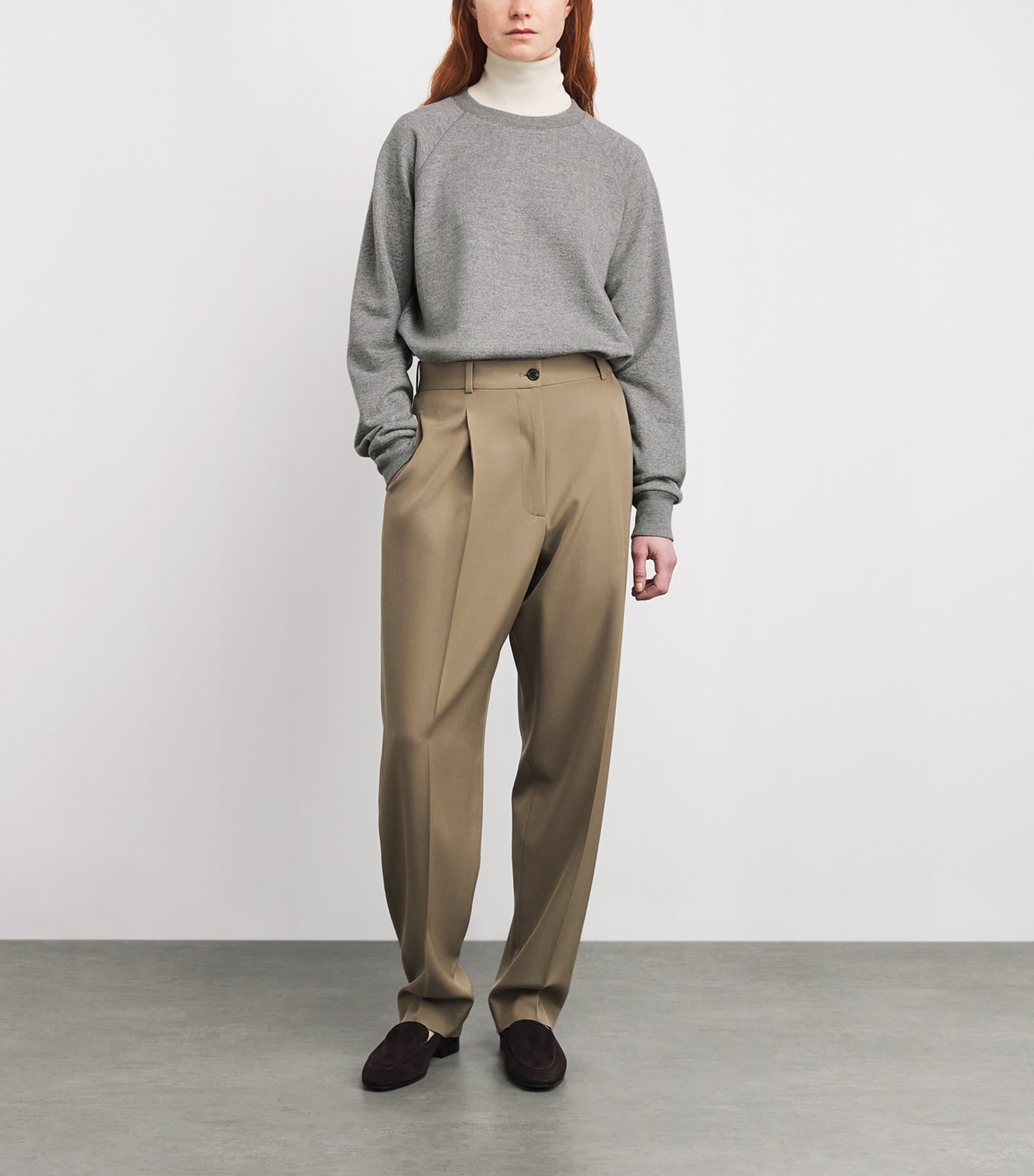 The Row Womens Eulalia Cotton-Cashmere Sweatshirt Grey Melange Image 2