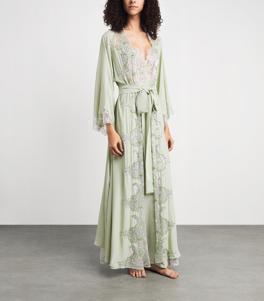 Rosamosario Womens Silk Georgette Regina Effat Robe Pistacchio Green Image 2