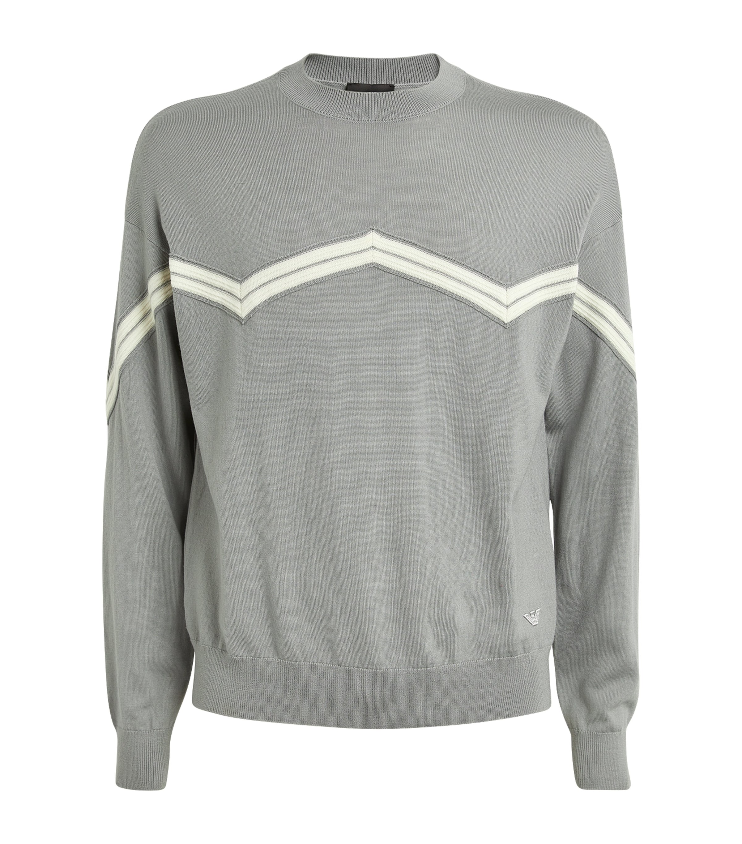 Emporio Armani Chevron-detail Sweater In Grey