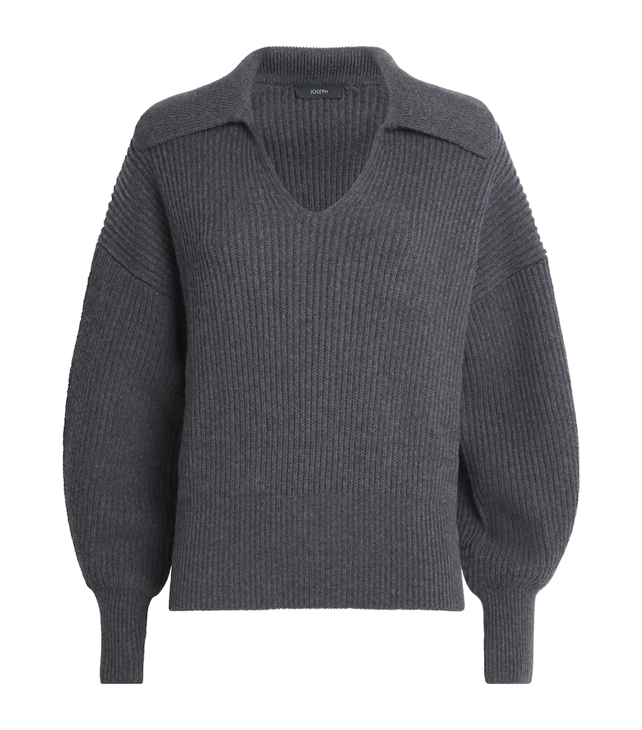 Merino-Cashmere-Silk Collared Sweater SMOKE Image 1