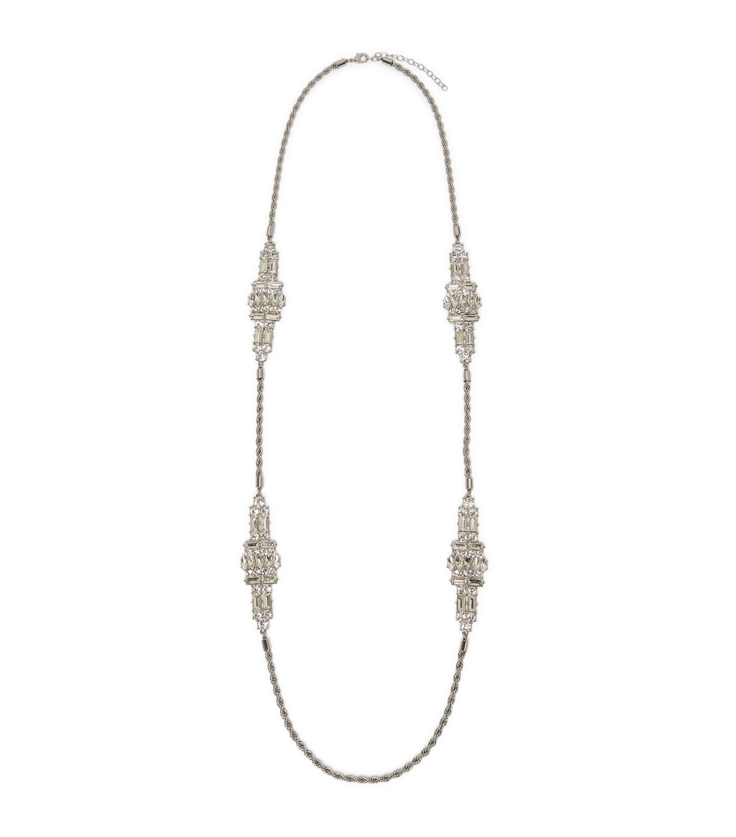 Marina Rinaldi Embellished Torchon Chain Necklace Crystal Image 1