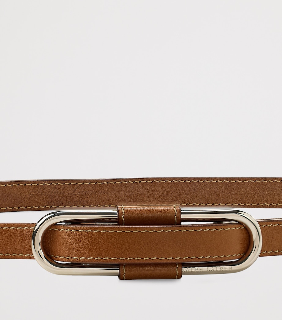 Leather Oval-Buckle Belt RL GOLD Image 2