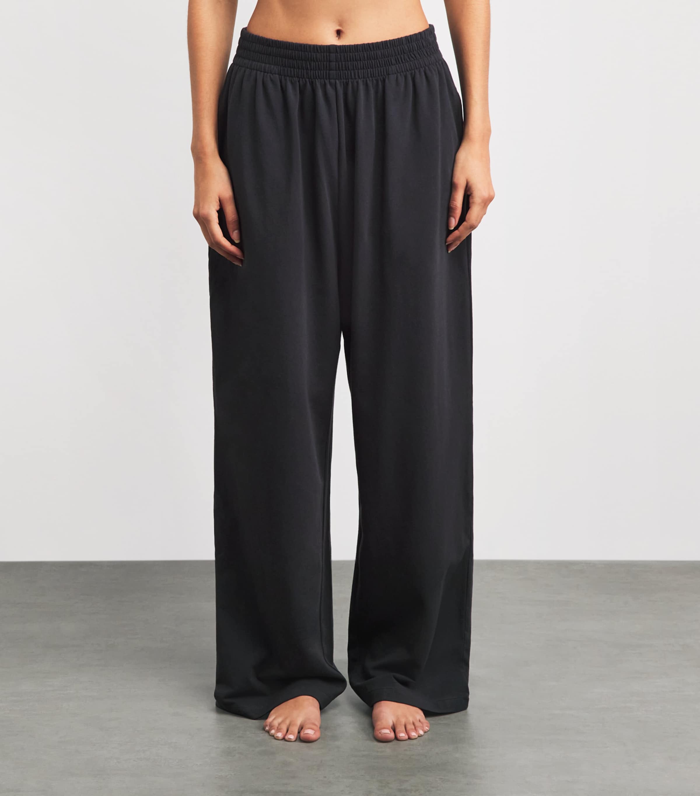 Skims Womens Stretch-Cotton Wide-Leg Sweatpants Soot Image 4