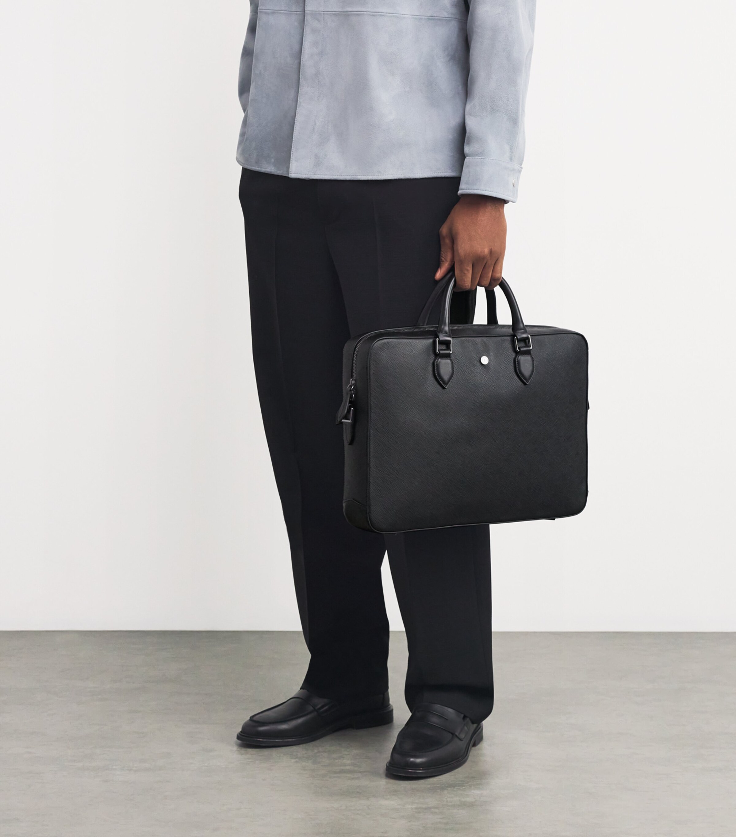 Harrods Saffiano Leather Briefcase Black Image 4