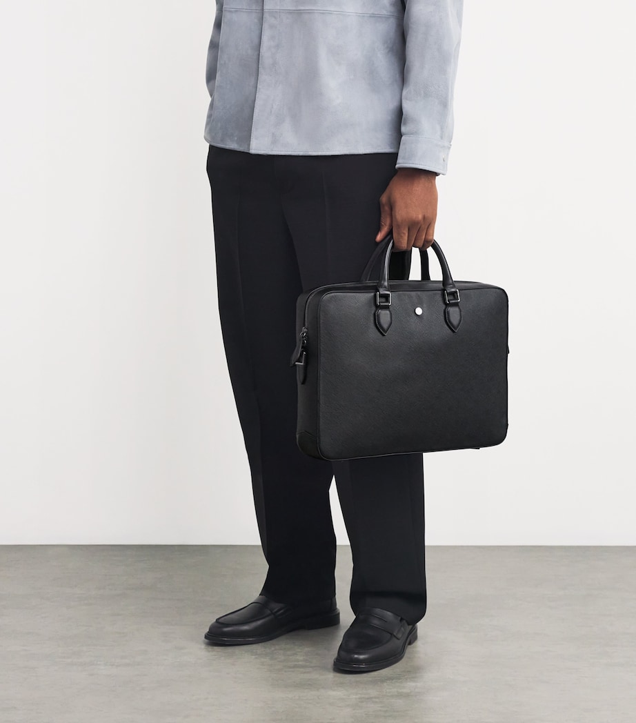 Saffiano Leather Briefcase BLACK Image 4