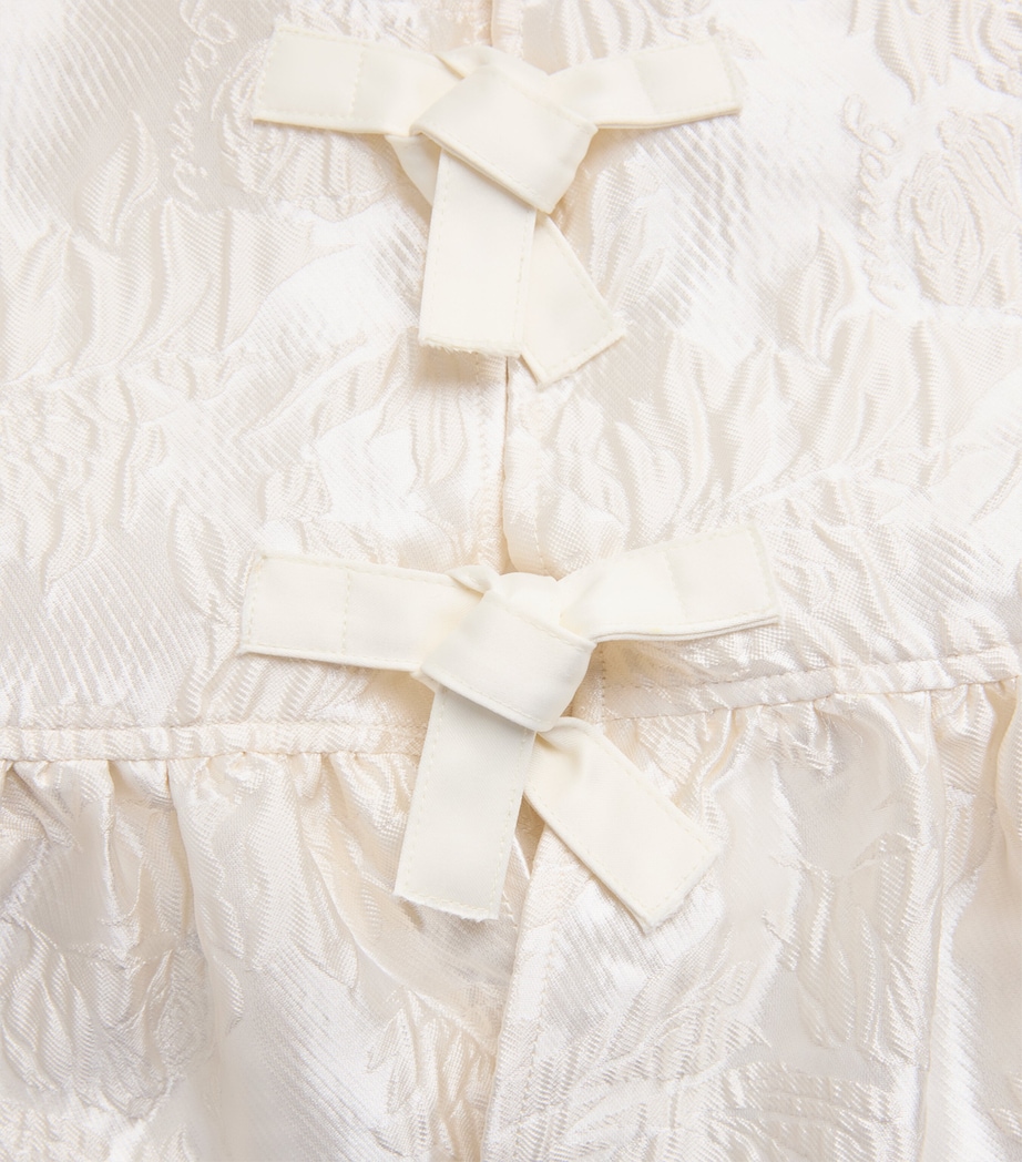 Satin Jacquard Peplum Blouse 135 EGRET Image 5