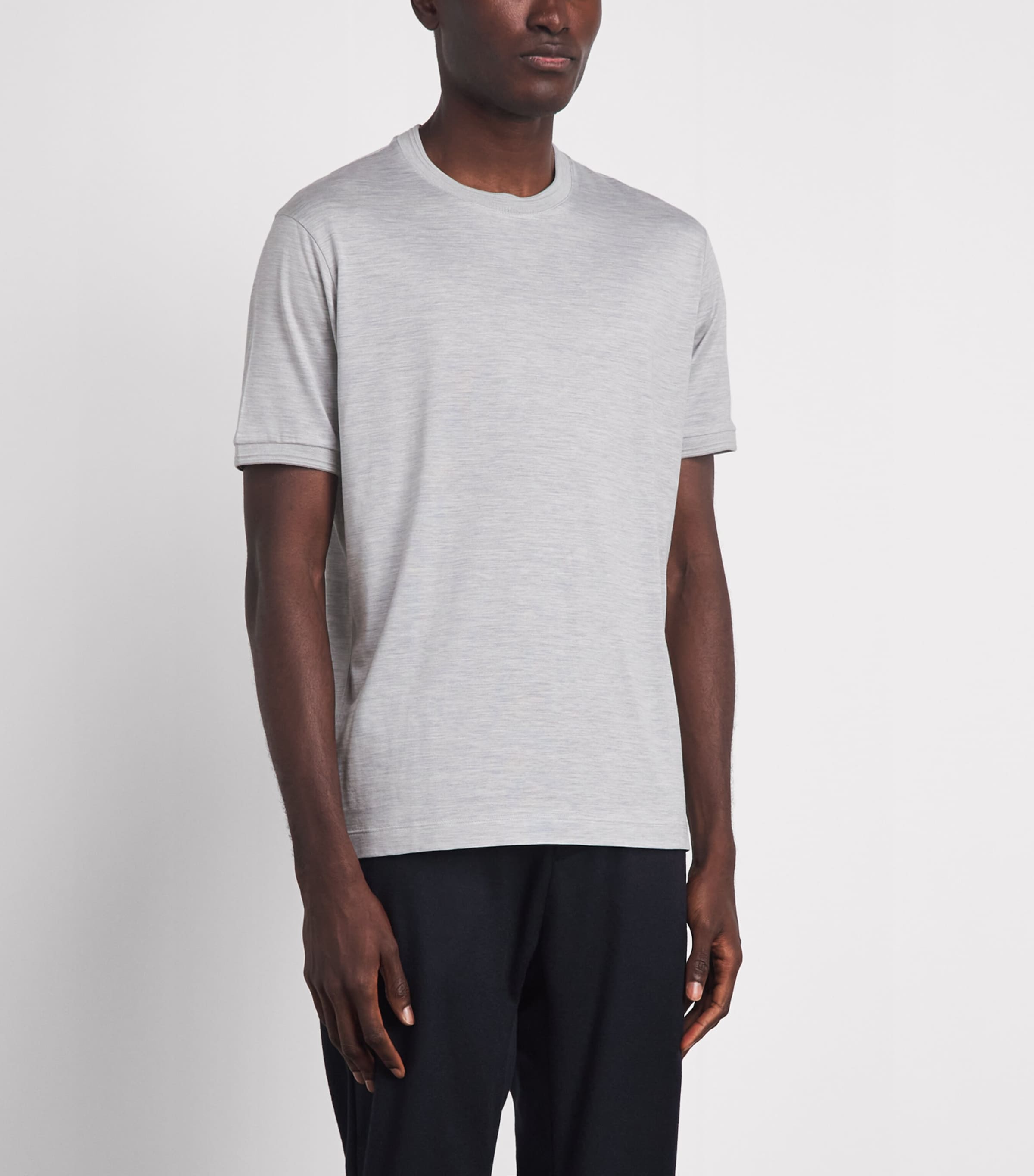 Paul & Shark Mens Cotton-Silk Stripe T-Shirt Light Grey Image 4