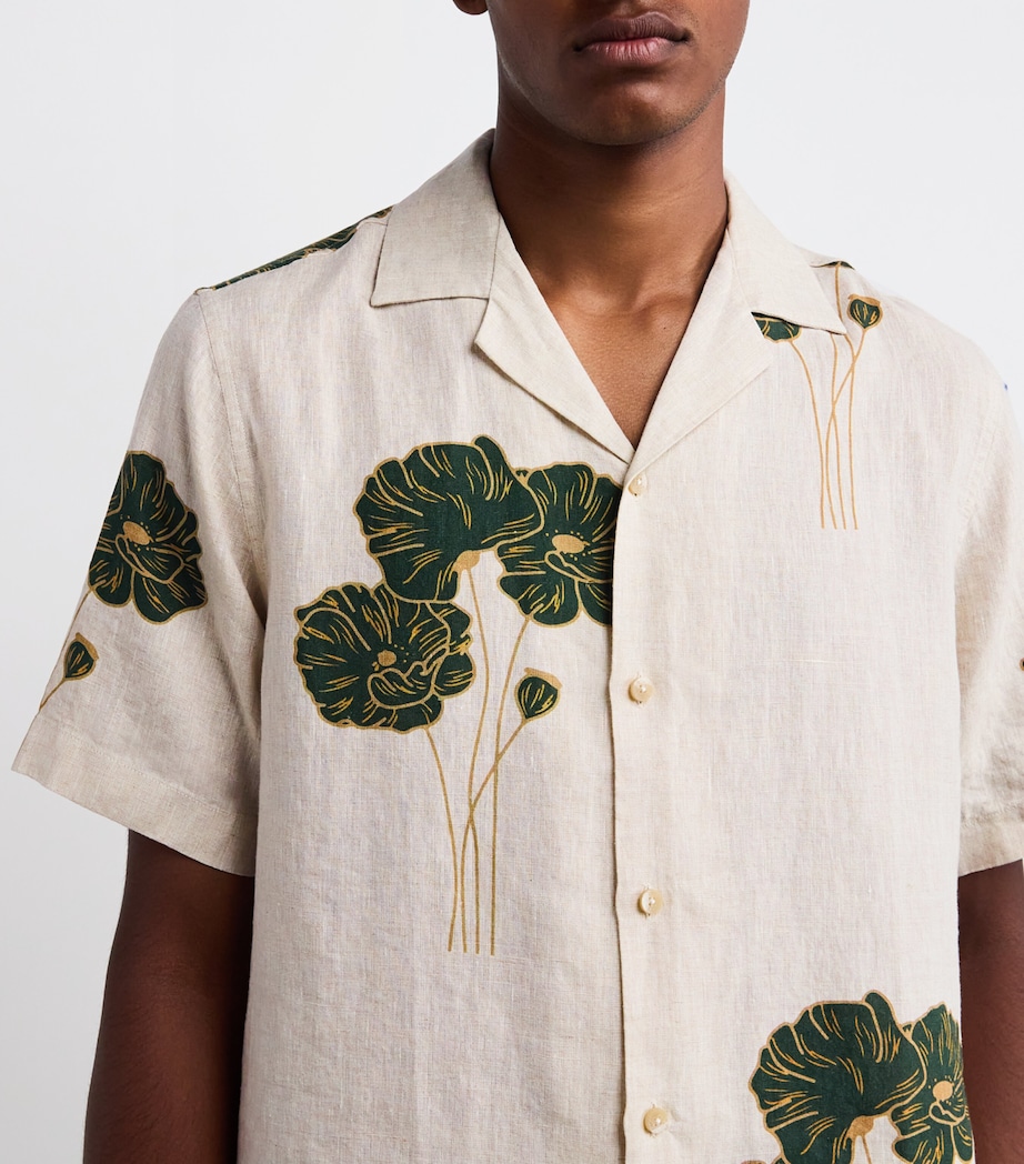Linen Floral Roberto Shirt 884 ECRU EVERGREEN Image 6