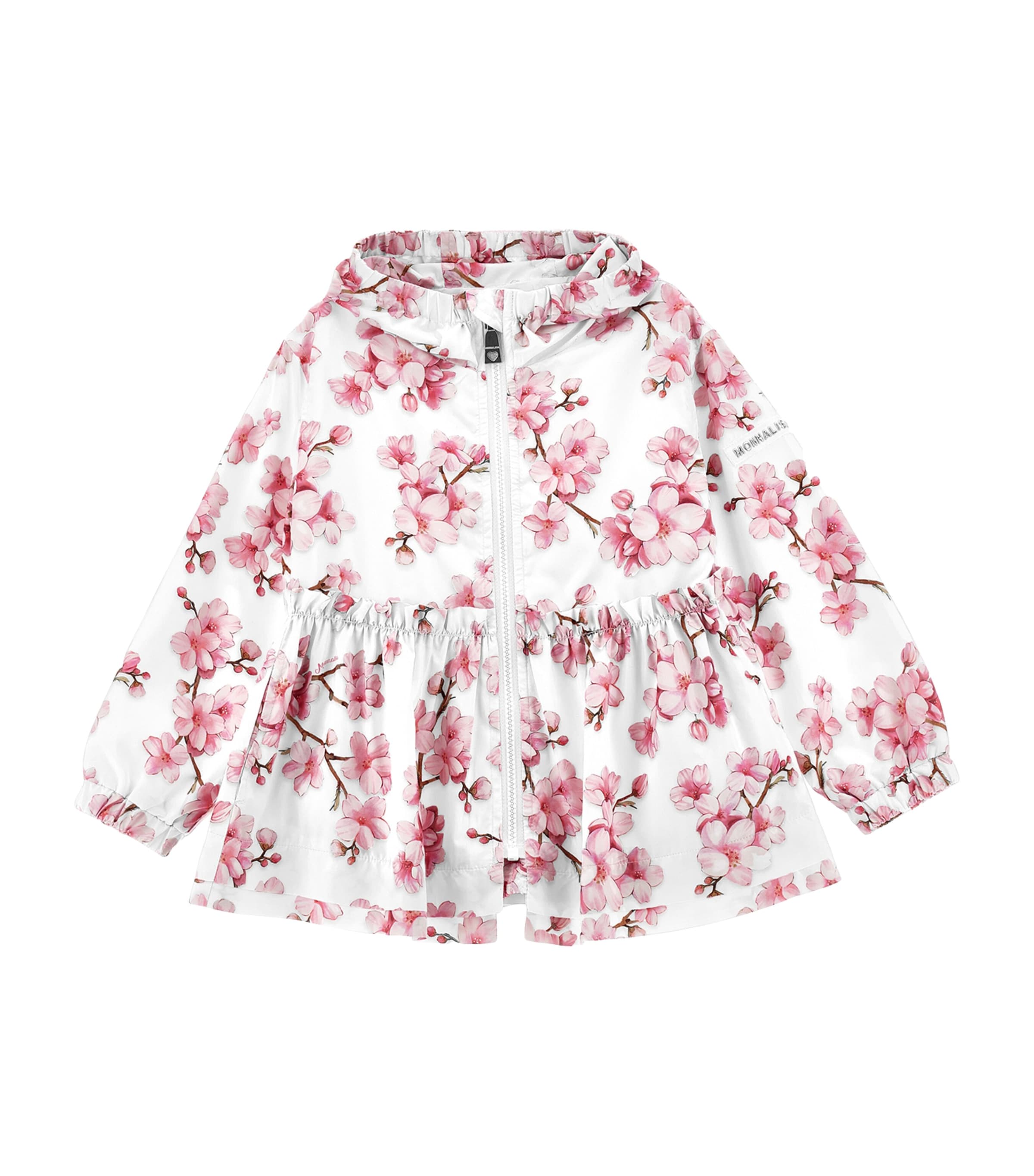 Monnalisa Blossom Print Rain Jacket In White