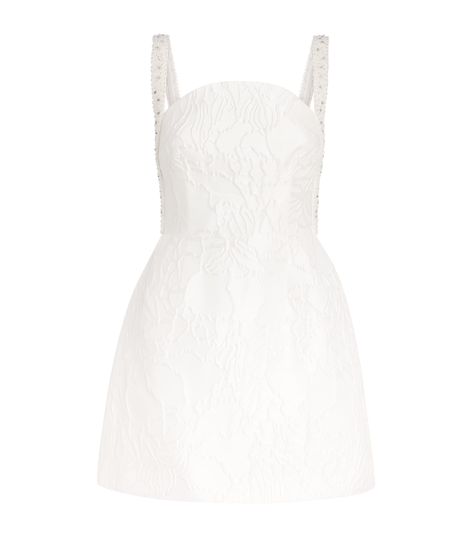 Rebecca Vallance Womens Jacquard Winslet Mini Dress Ivory Image 1