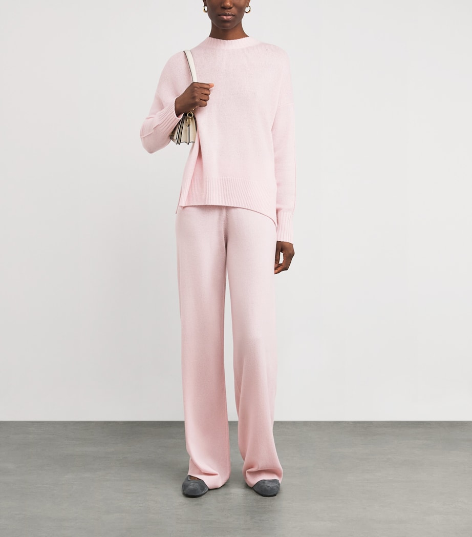 Allude Womens Cashmere Crew-Neck Sweater Pink Image 2