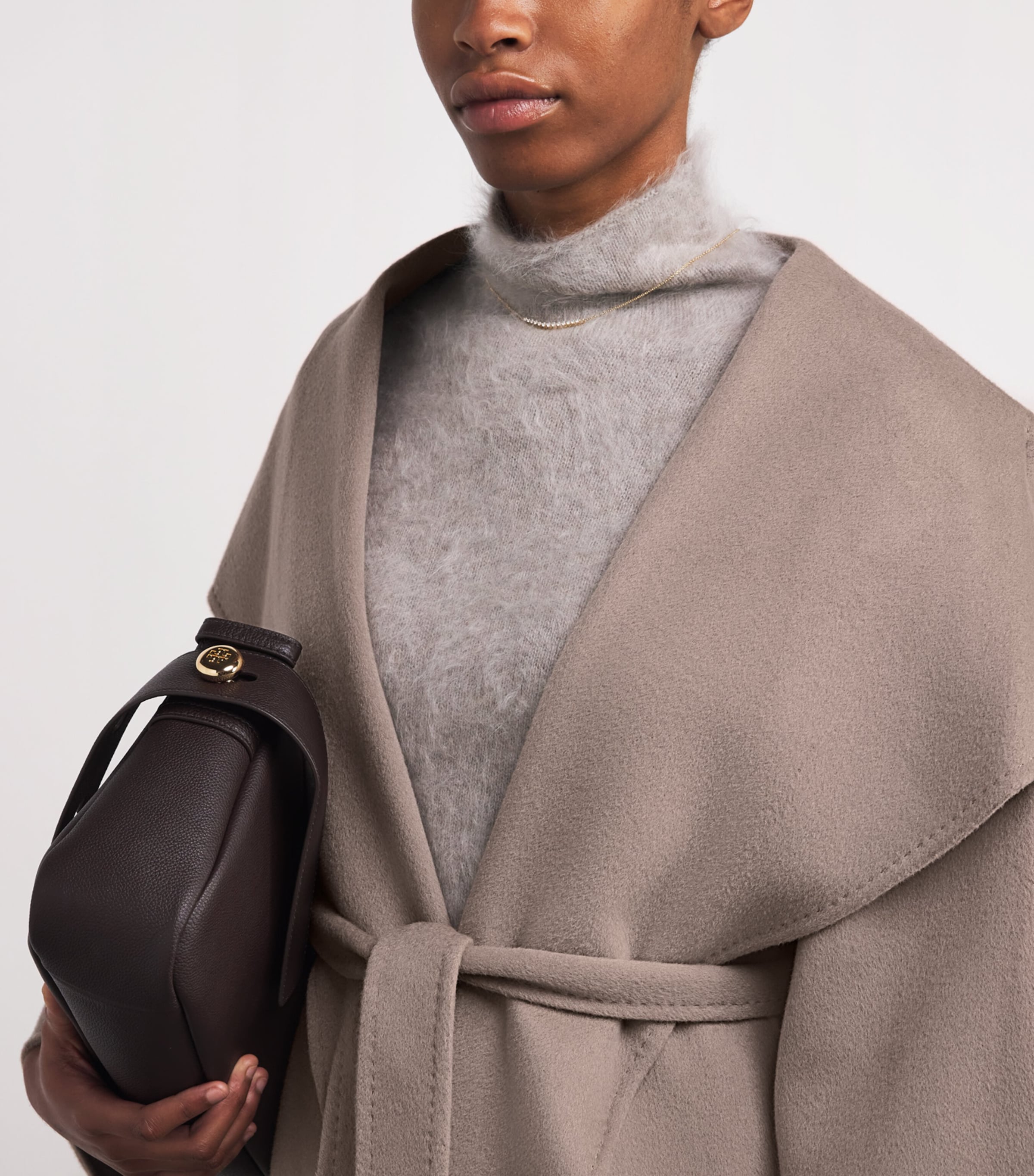 Wool-Cashmere Long Coat DARK SAND Image 6