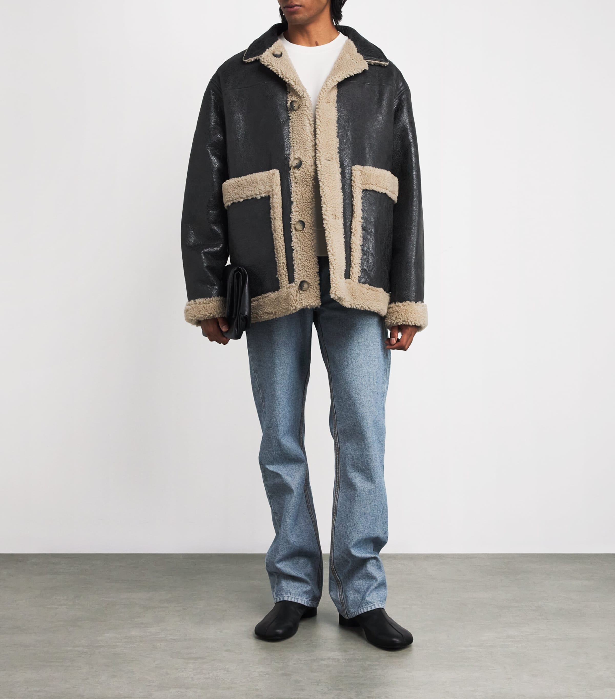【関税＆送料込み】Mm6 Maison Margiela Shearling Jacket MM6 Maison Margiela Lambskin shearling-panel Jacket | Black