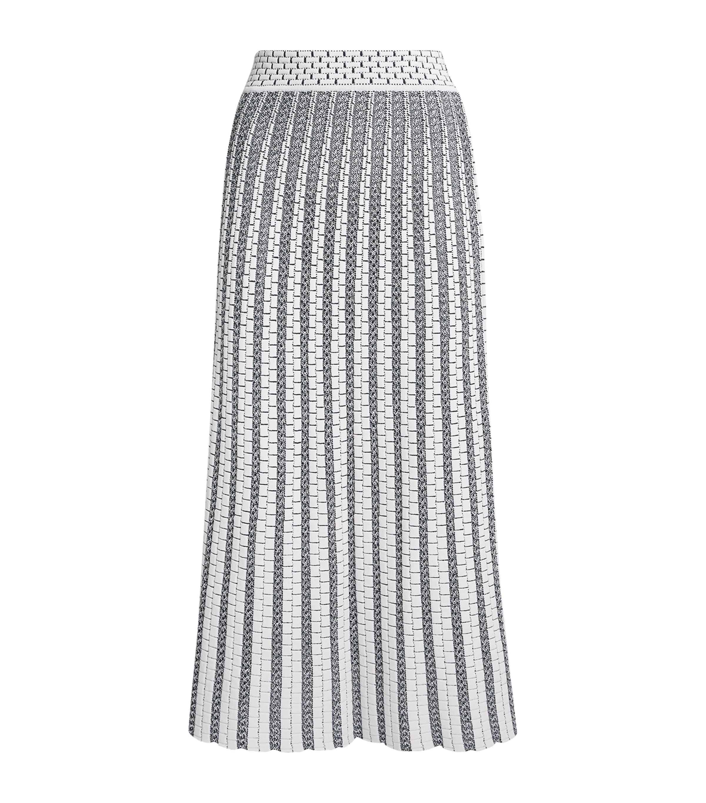 VALENTI Womens Knitted Midi Skirt White Blue Image 1