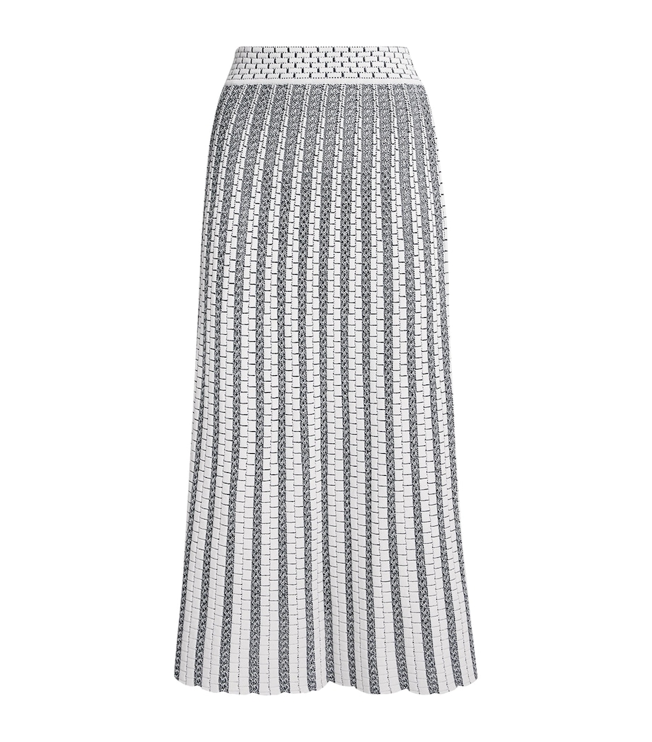 VALENTI Womens Knitted Midi Skirt White Blue Image 1