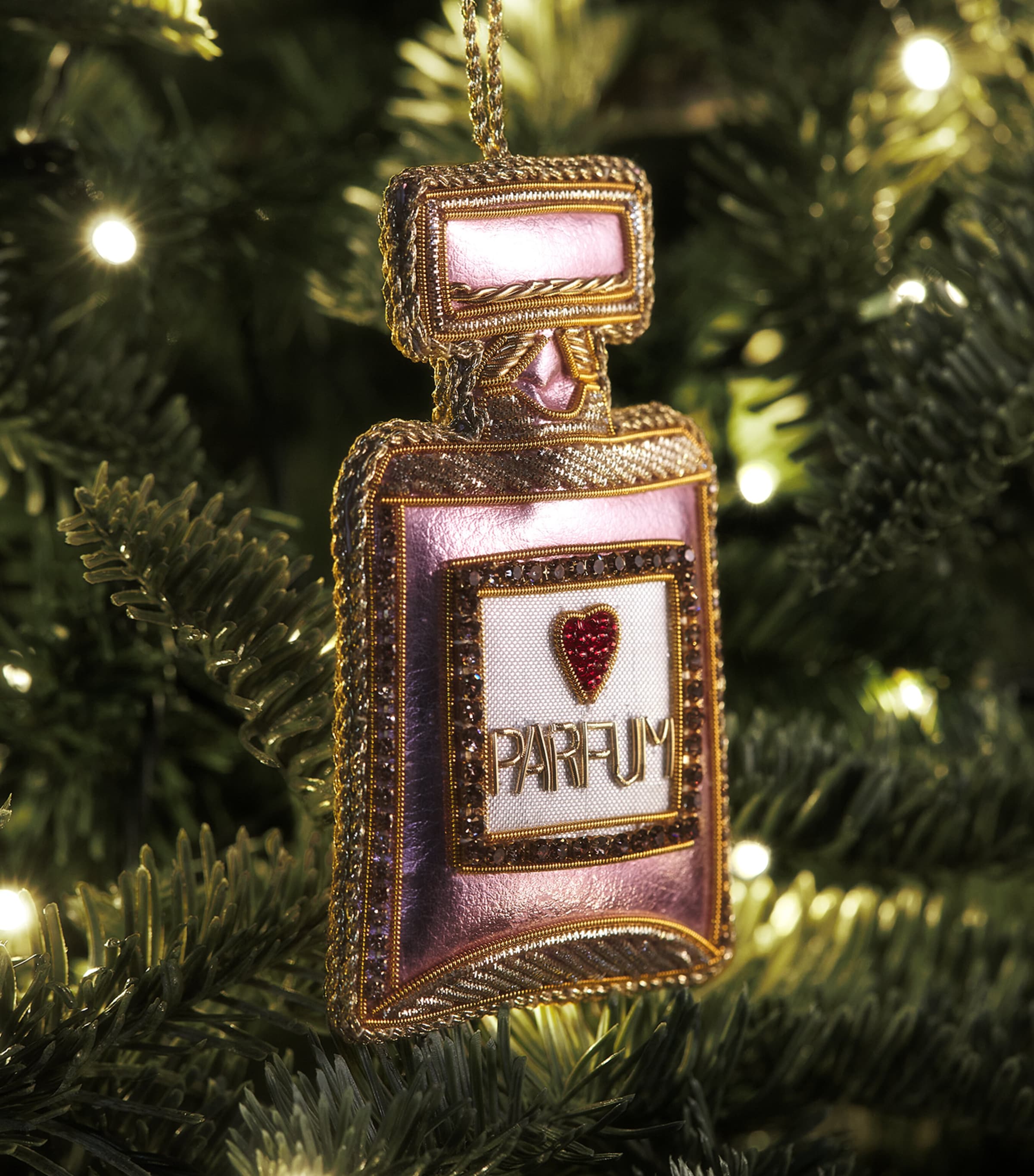 Tinker Tailor Faux Leather Perfume Tree Decoration Pink & Gold Image 3