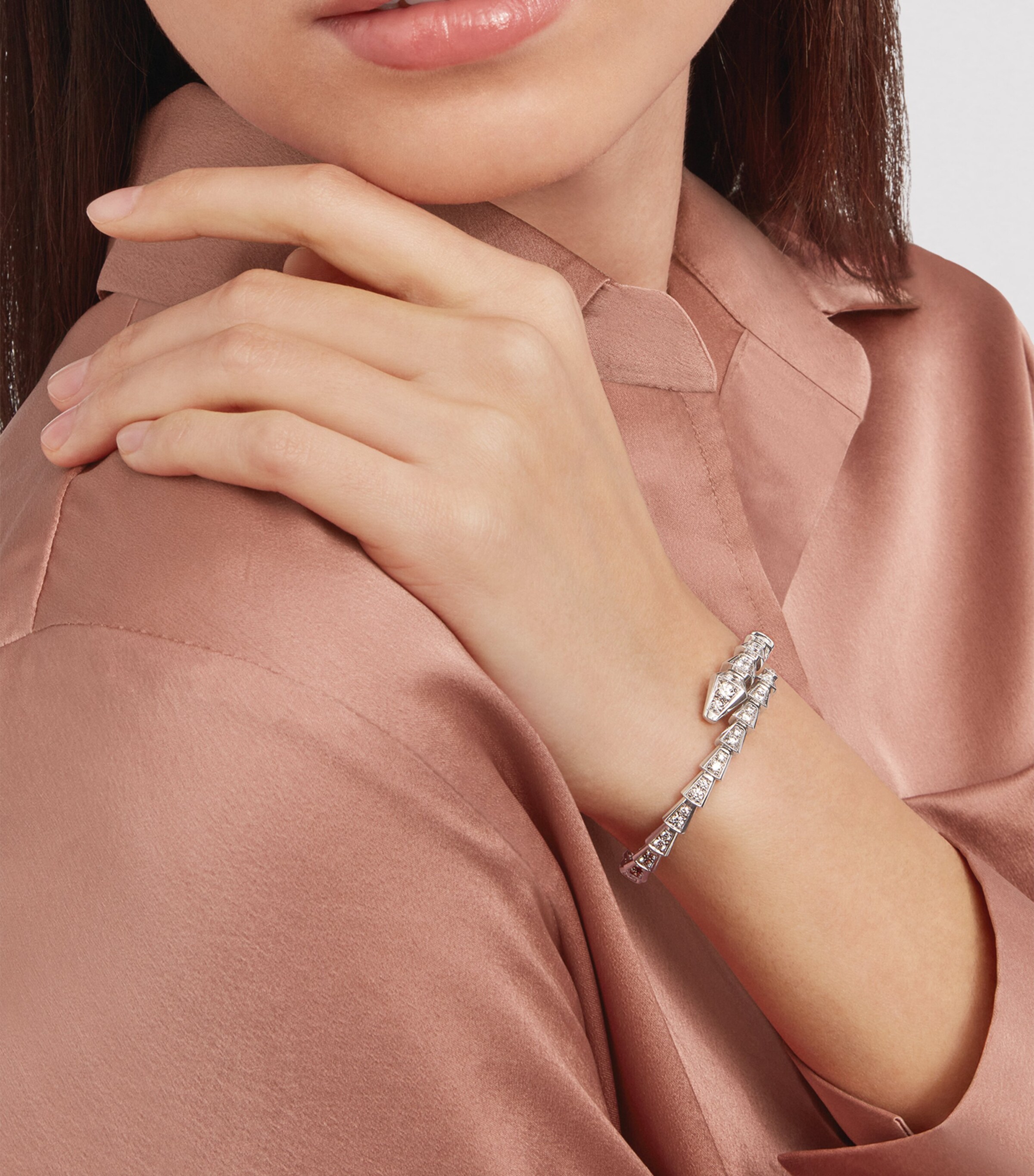 Small White Gold and Diamond Serpenti Viper Bracelet WHITE GOLD Image 7