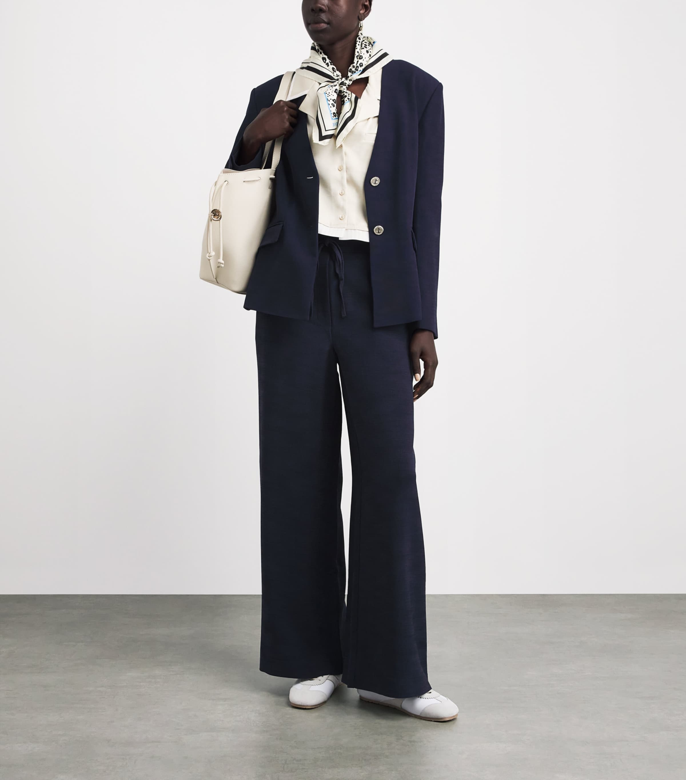 Claudie Pierlot Womens Wide-Leg Trousers Navy Image 2