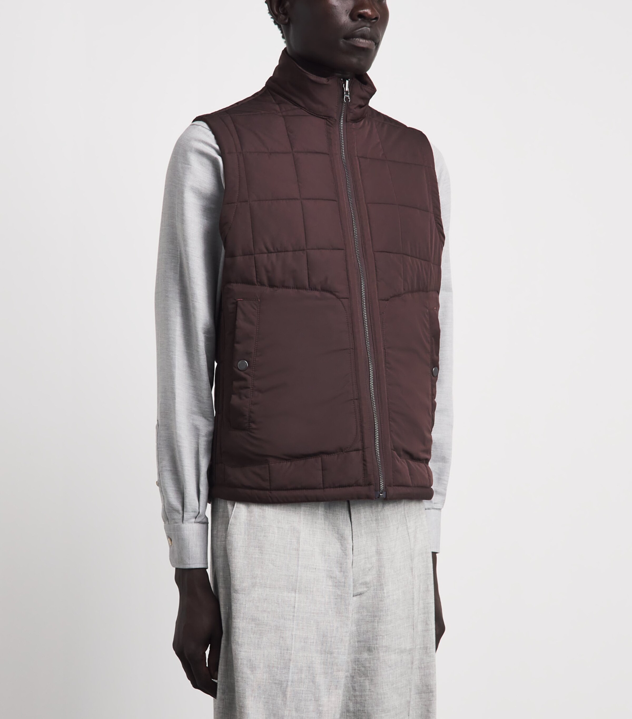 Pal Zileri Mens Reversible Padded Gilet Bordeaux Image 6
