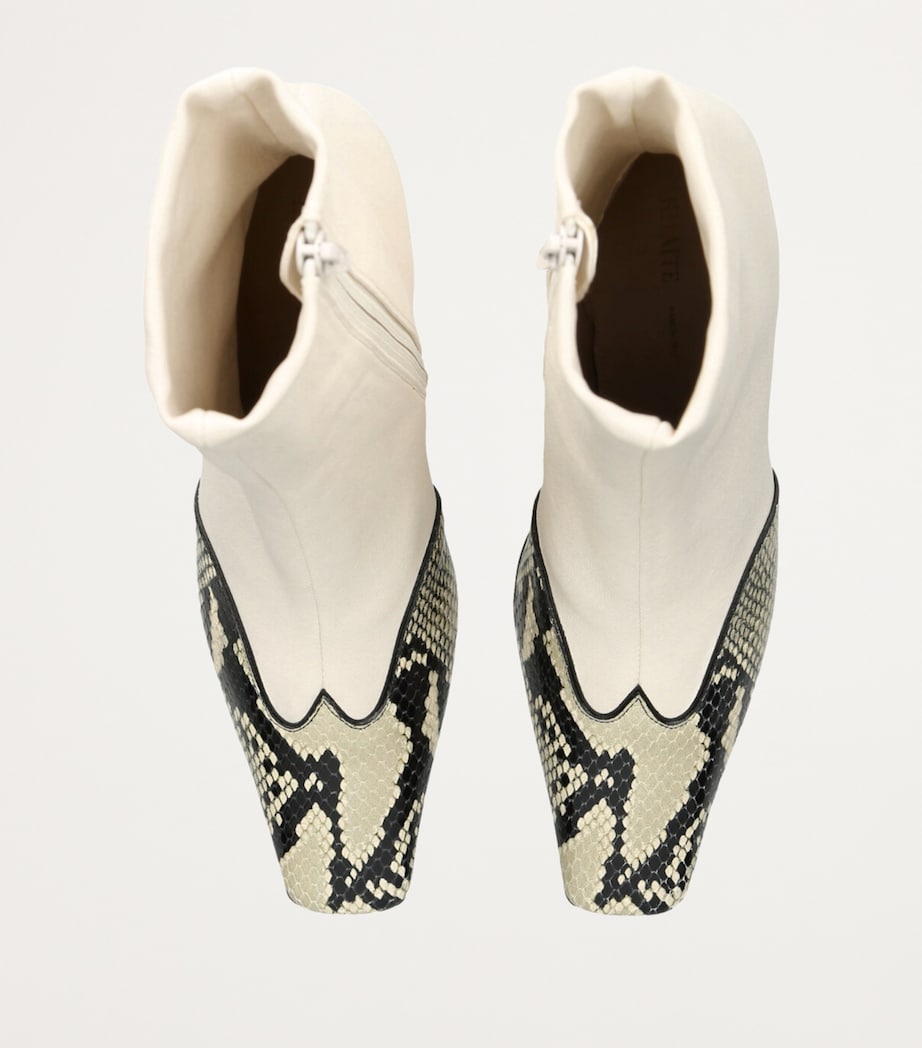 Khaite Leather Nevada Ankle Boots 85 White/comb Image 4