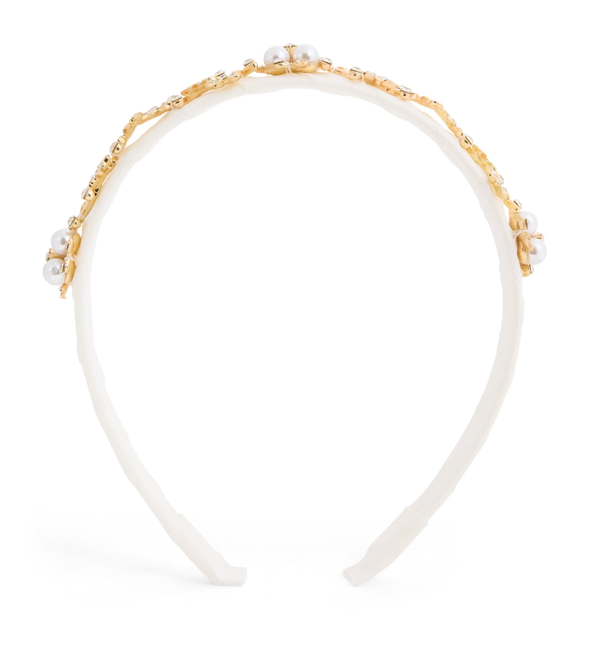 Shop David Charles Embellished Floral Headband In Ivory