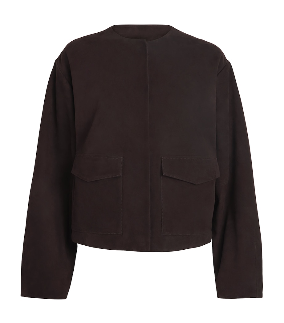 Suede Utility Cocoon Bomber Jacket COFFEE Image 1