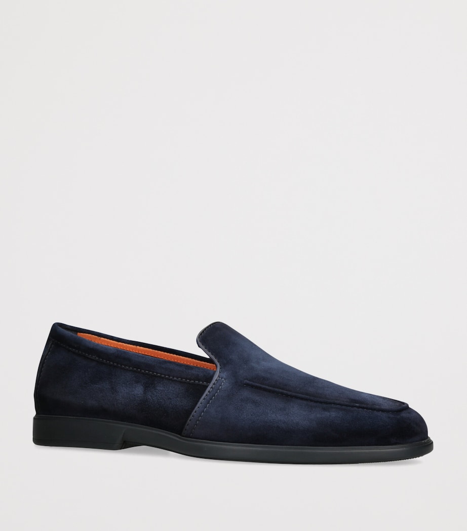 Santoni Suede Malibu Loafers Navy Image 3