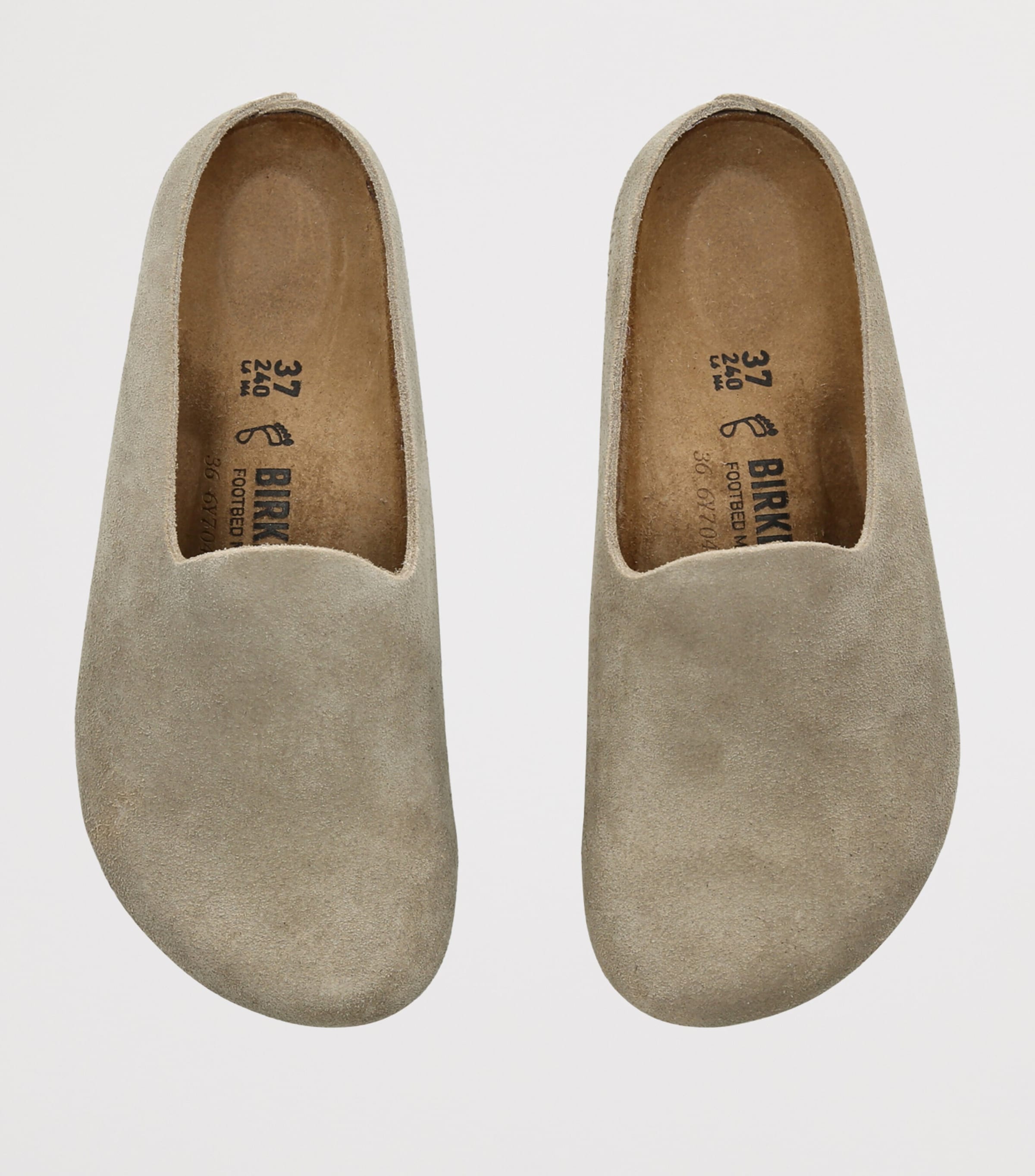 Birkenstock Suede Amsterdam Wrapped Clogs (Regular Fit) Taupe Image 4