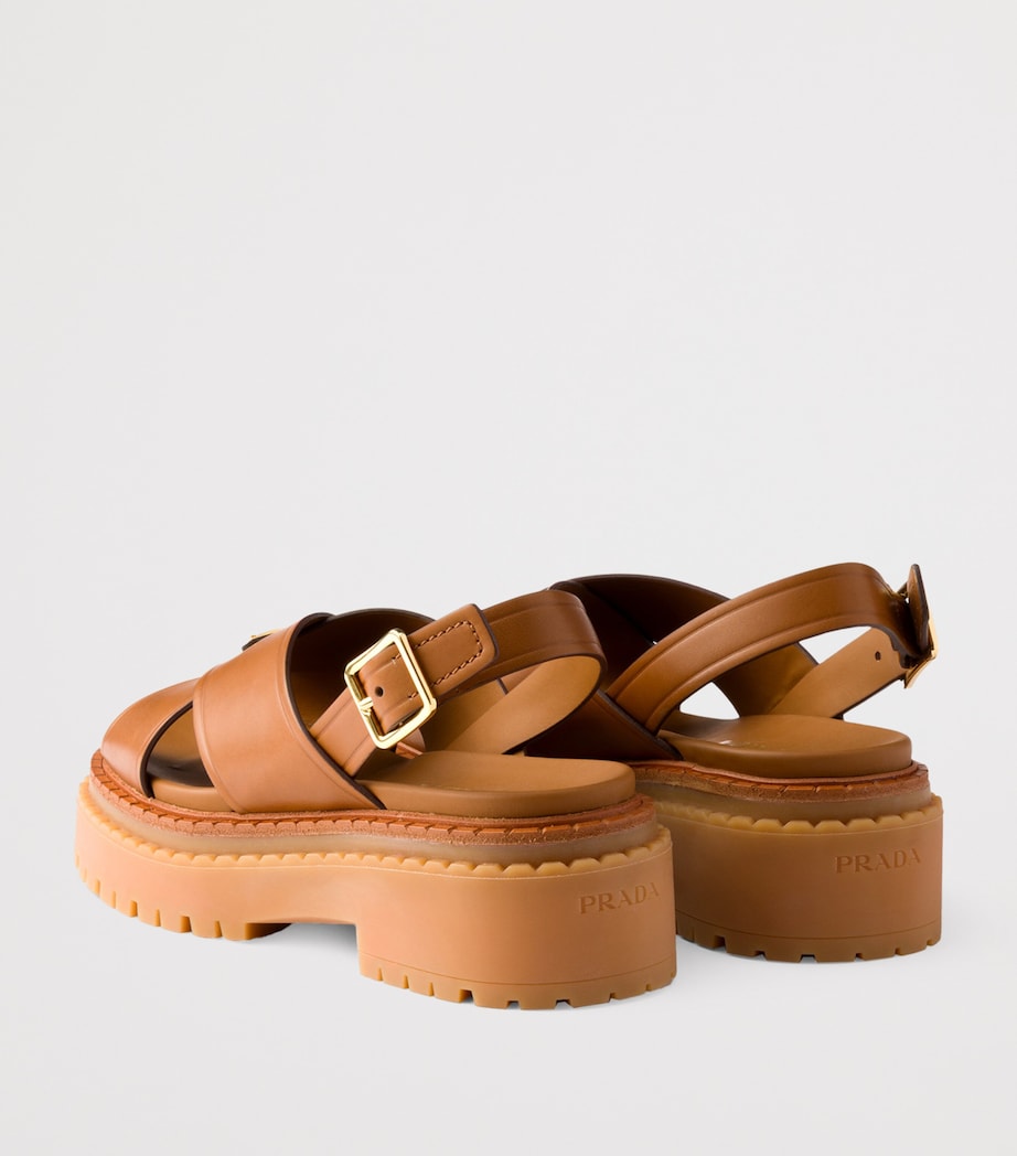 Leather Crossover Platform Sandals 55 F0054 Image 4