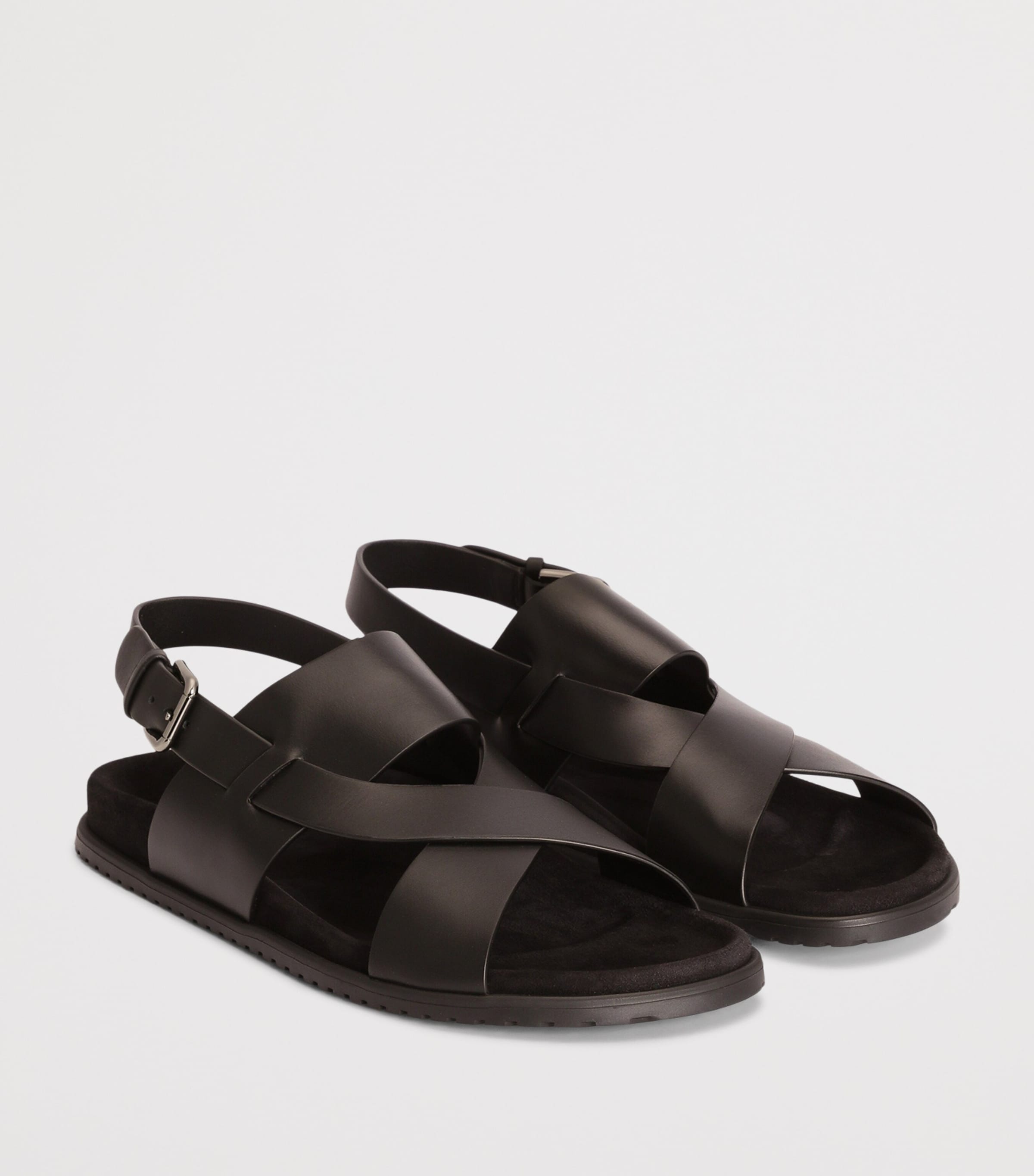 Dolce&Gabbana Leather Cross-Strap Sandals Black Image 2