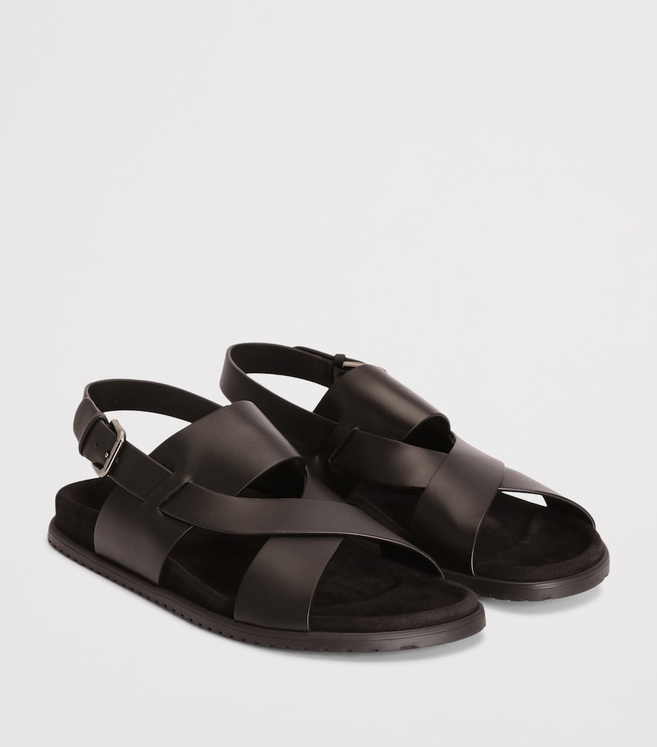Dolce&Gabbana Leather Cross-Strap Sandals Black Image 2