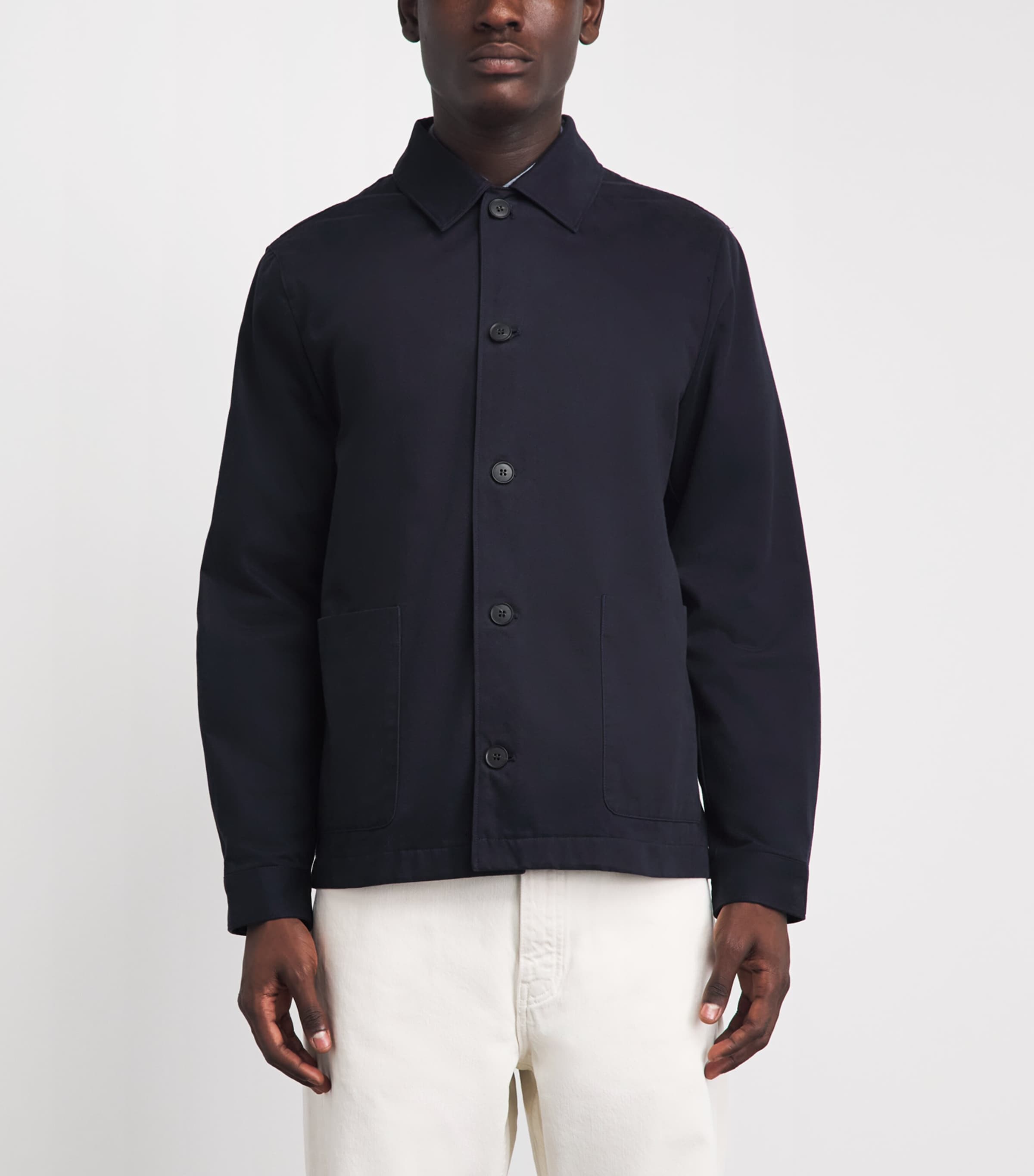 Sunspel Mens Cotton Drill Chore Jacket Navy Image 4