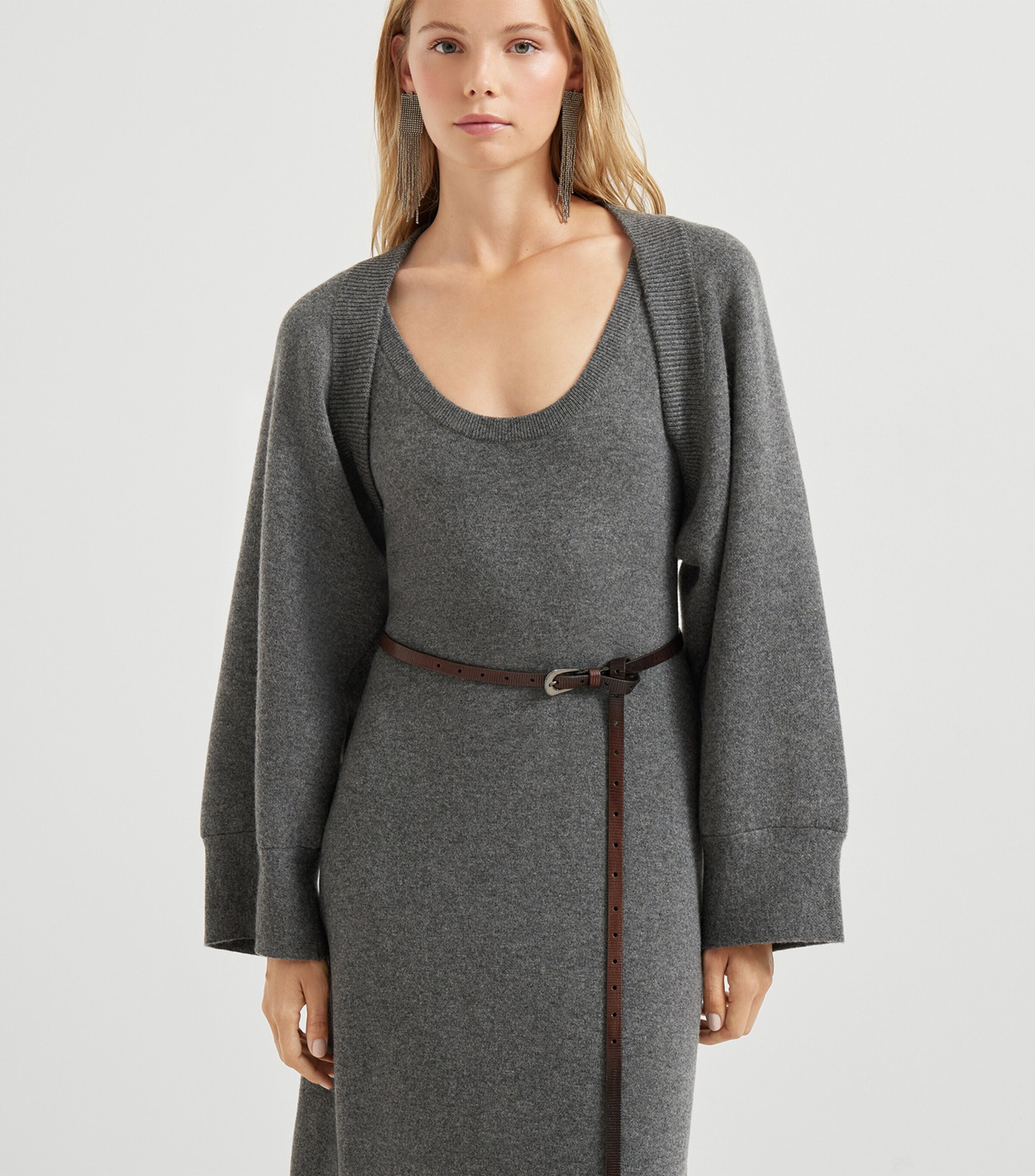 Brunello Cucinelli Grey Cashmere-Blend Cropped Cardigan | Harrods US