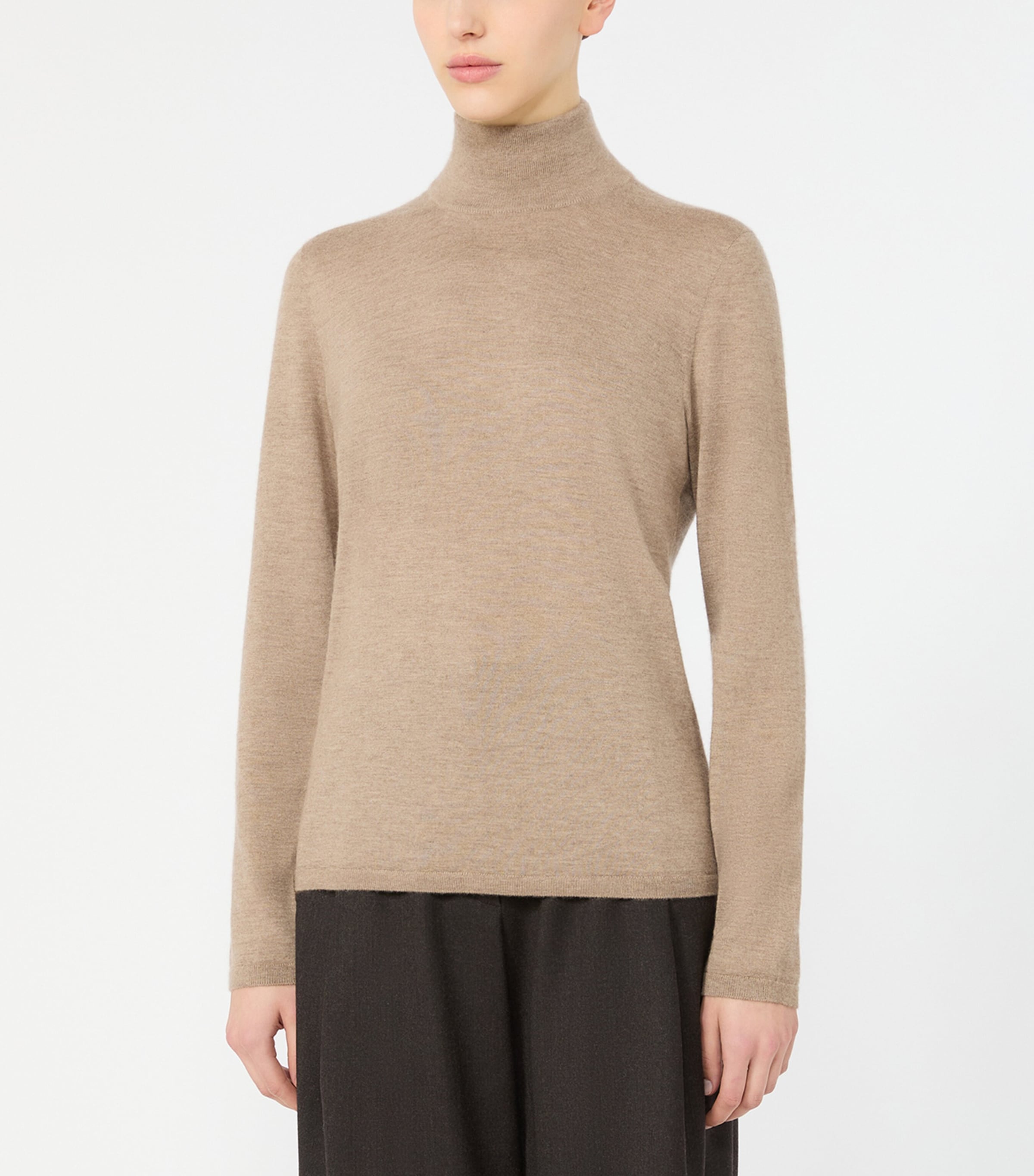 Max Mara Womens Cashmere Rollneck Sweater Sand Image 2