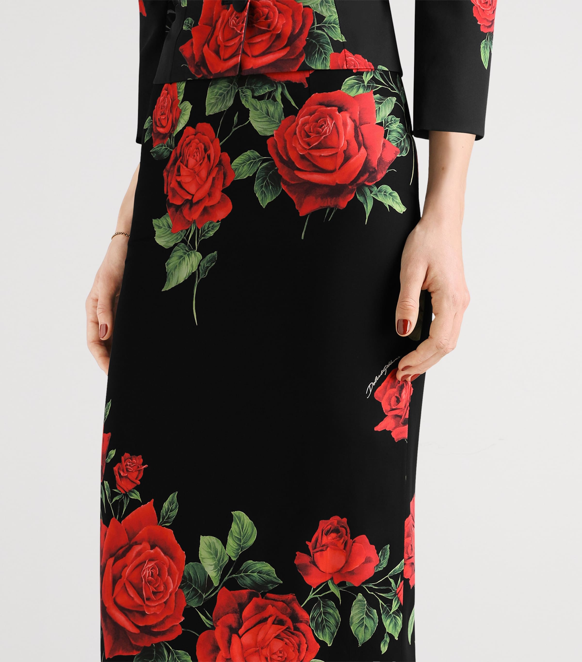 Dolce&Gabbana Womens Silk-Blend Floral Midi Skirt Rose Rosse F Image 5