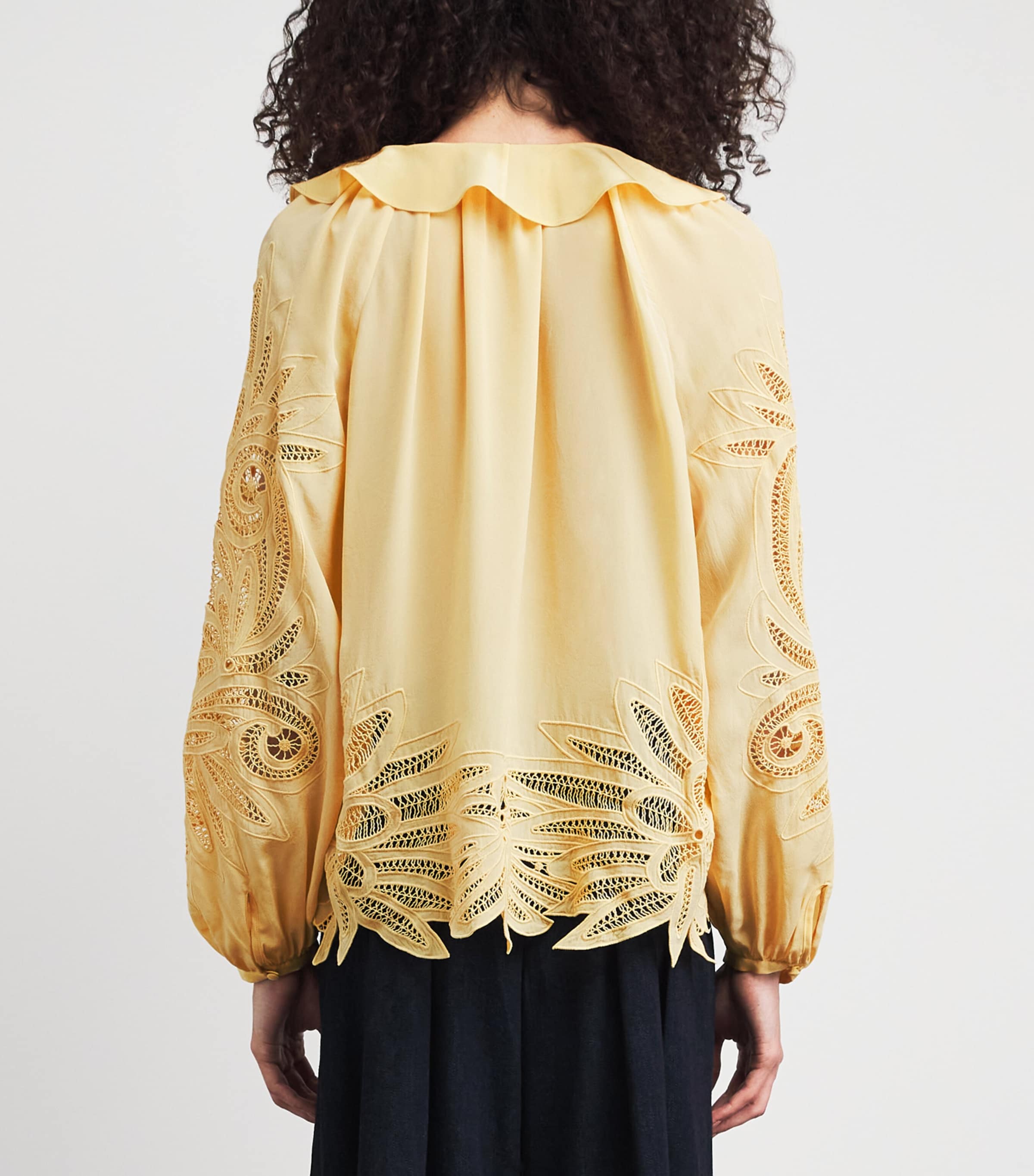 Ulla Johnson Womens Silk Embroidered Adonis Blouse Dandelion Image 5