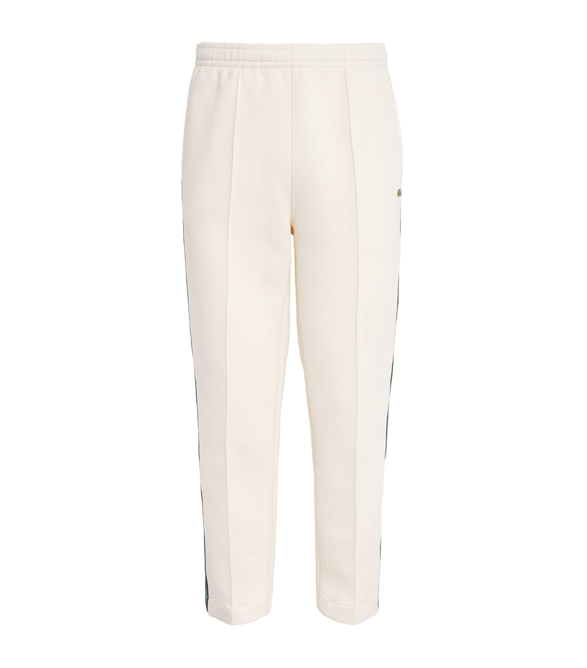 Lacoste Cotton-blend Stripe Sweatpants In White