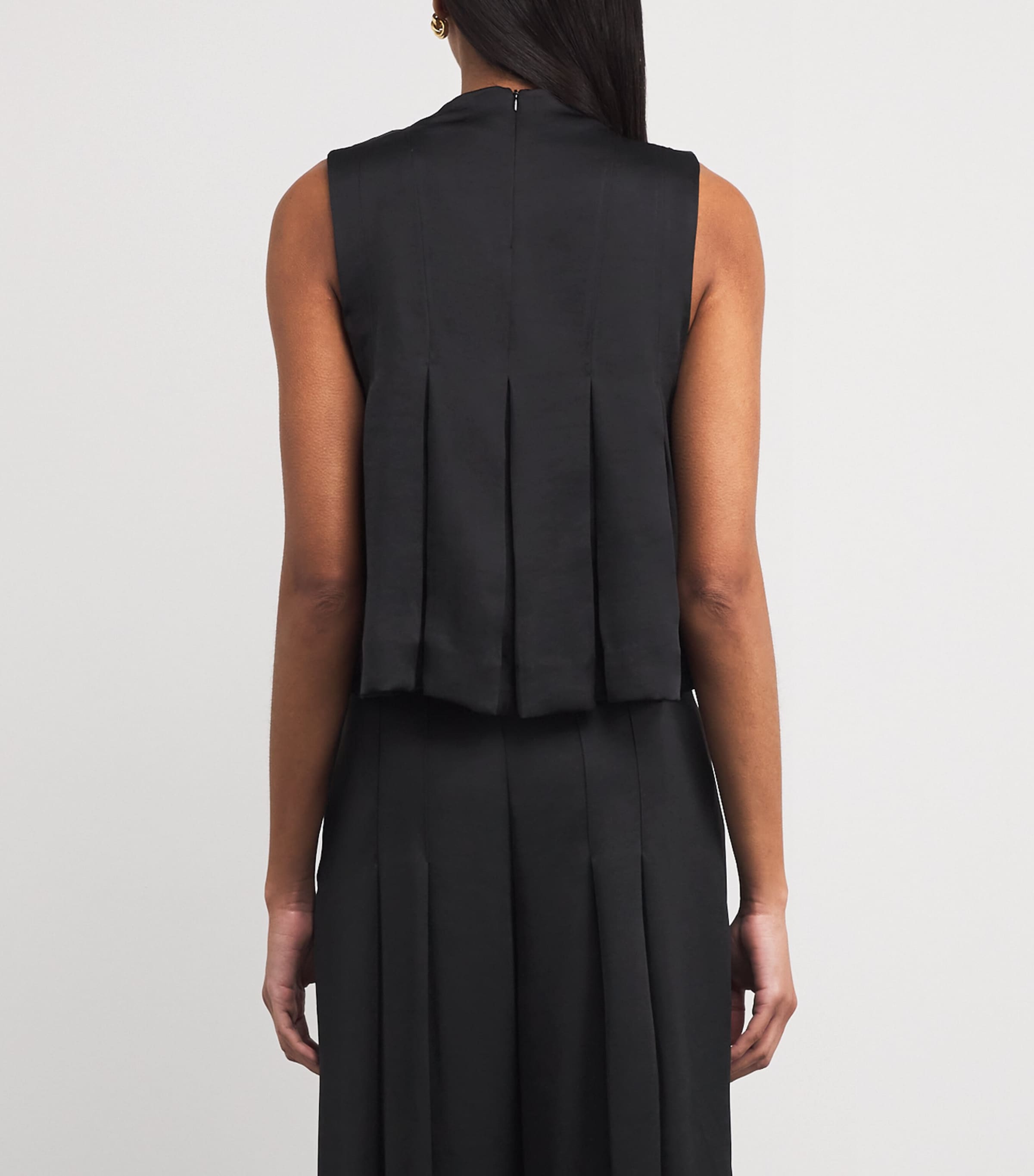 Satin Pleated Top BLACK Image 4