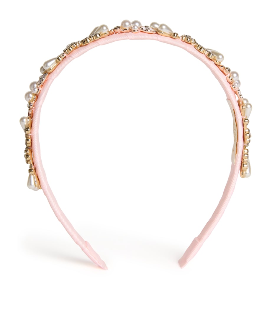 Diamanté and Faux Pearl-Embellished Headband X-PINK Image 1