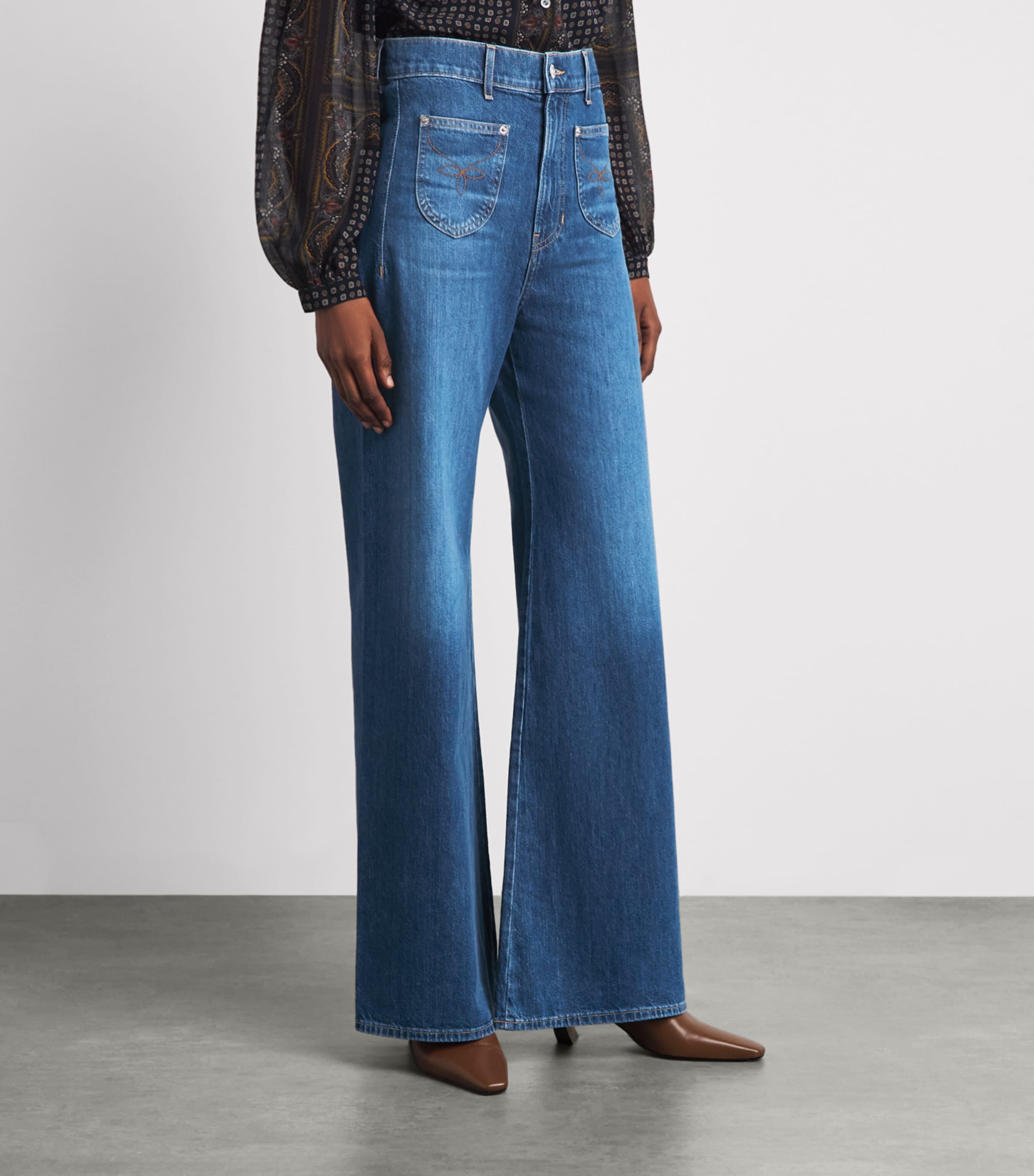Veronica Beard Womens Western Grant Wide-Leg Jeans Wn_dr Wanderer Image 4
