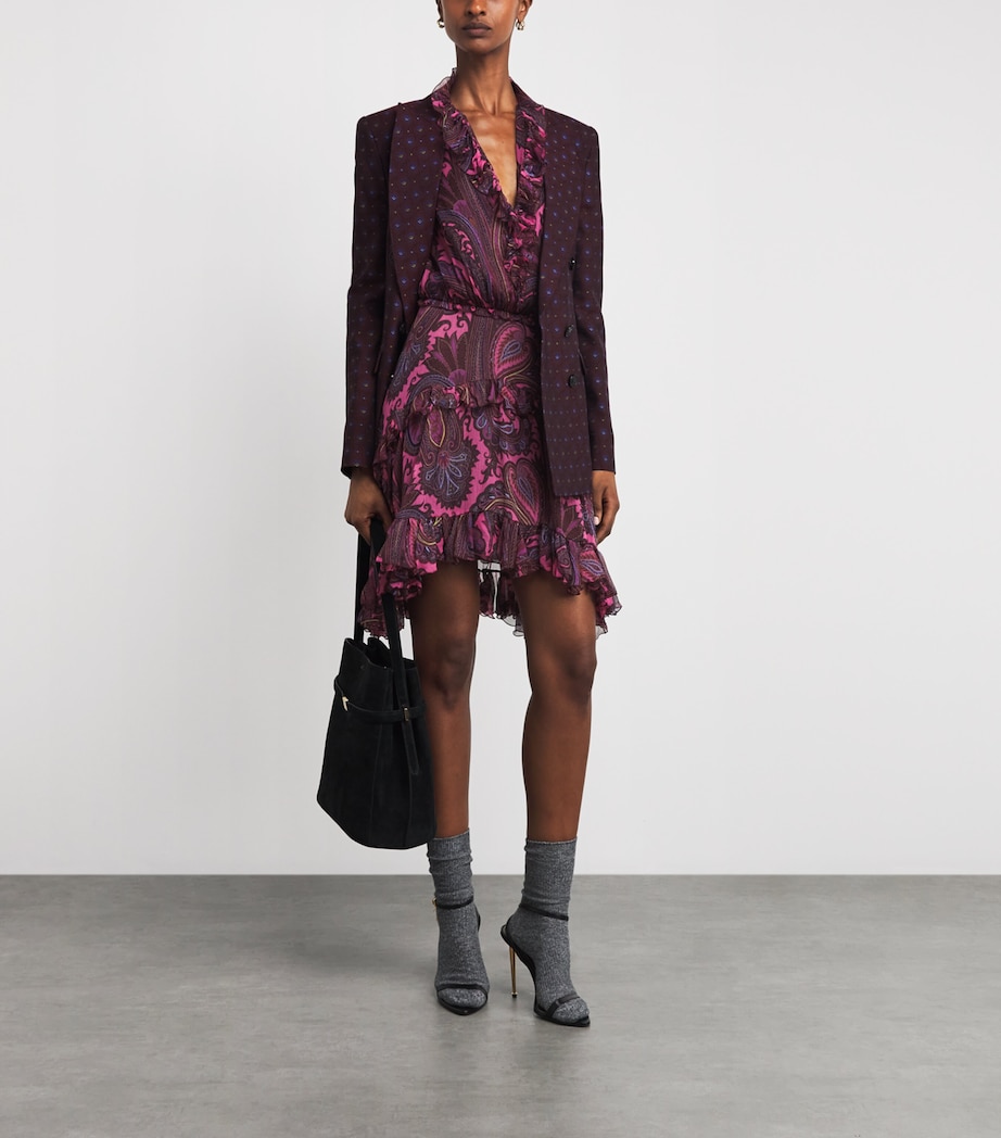 Etro Womens Silk Chiffon Paisley Mini Dress Print/pink Bs Image 2