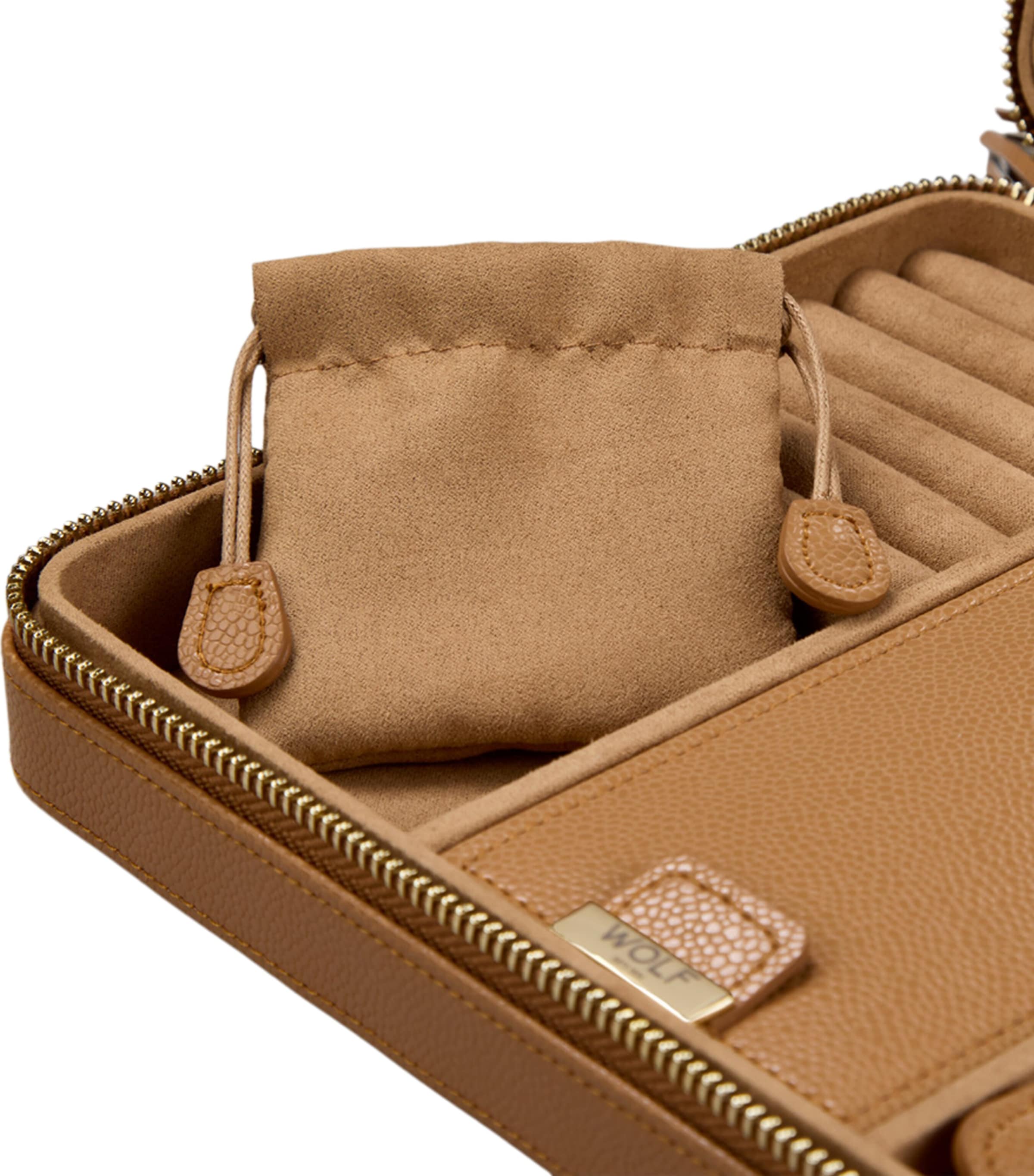 WOLF Large Lauren Travel Jewellery Case Caramel Image 6