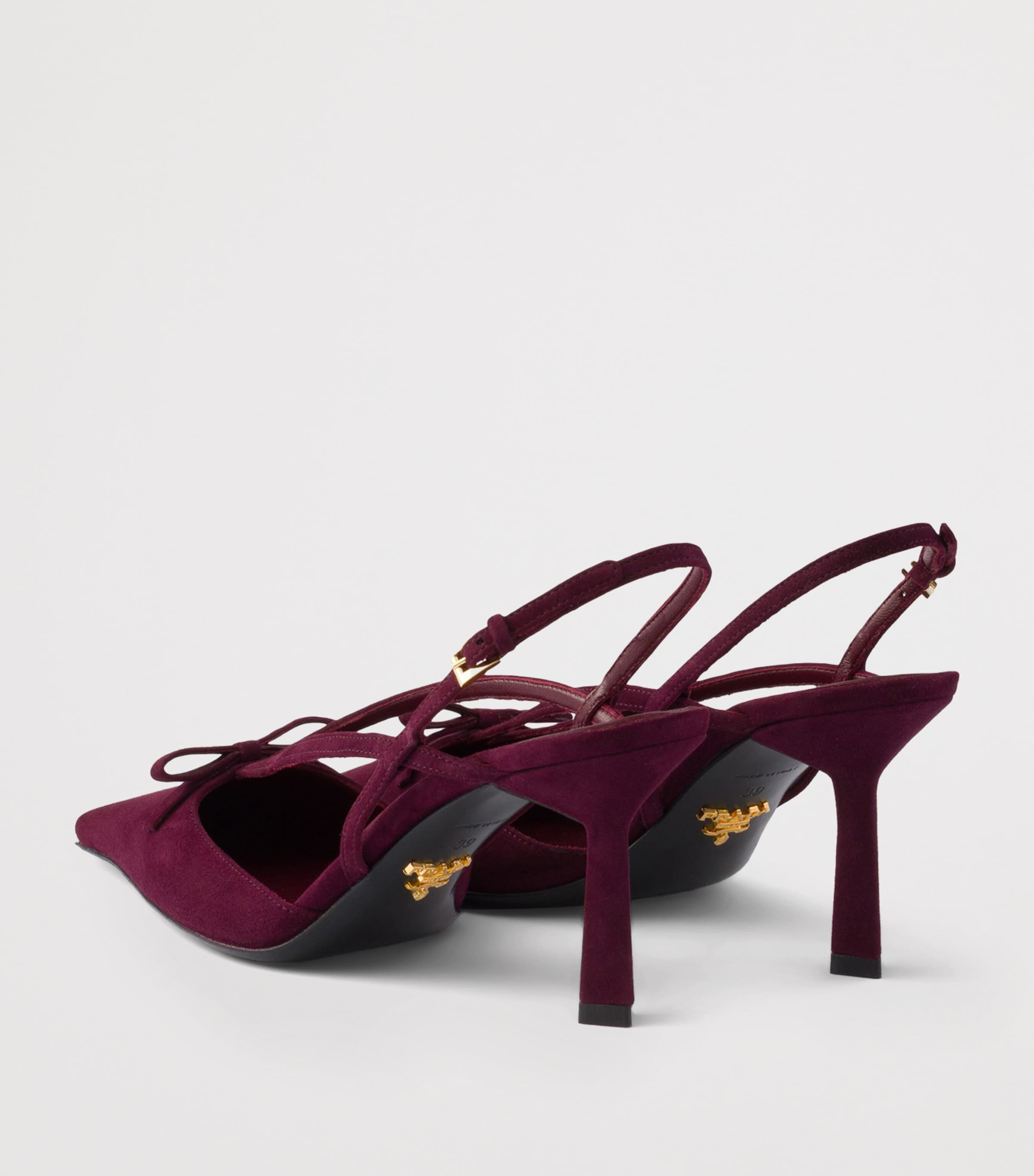 Prada Suede Slingback Pumps 75 Burgundy Image 5