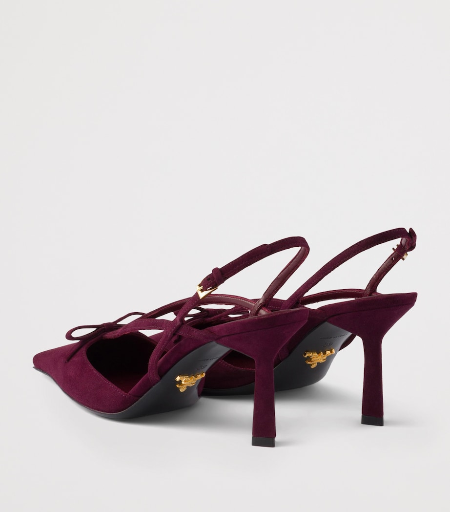 Prada Suede Slingback Pumps 75 Burgundy Image 5