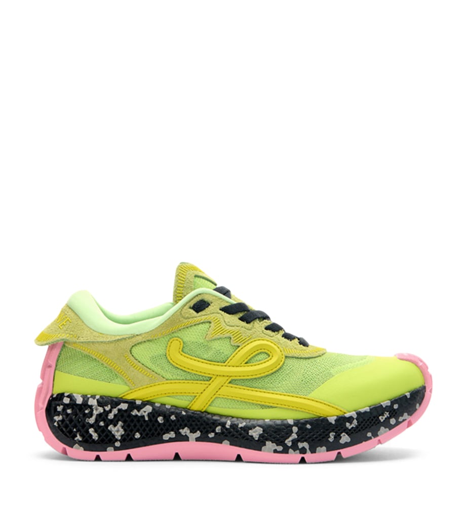 LOEWE Womens Leather Pogo Sneakers Green/yellow/black Image 1