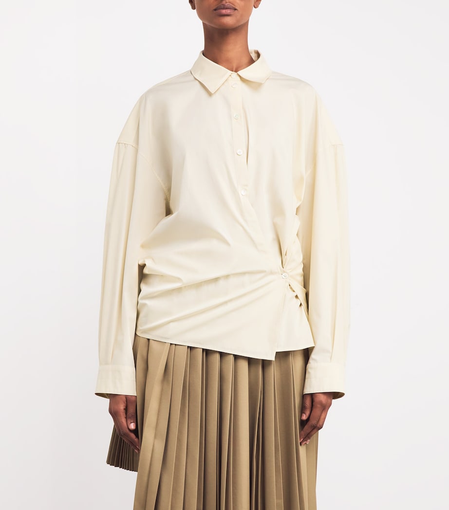 Lemaire Womens Straight-Collar Twisted Shirt Cream Image 3