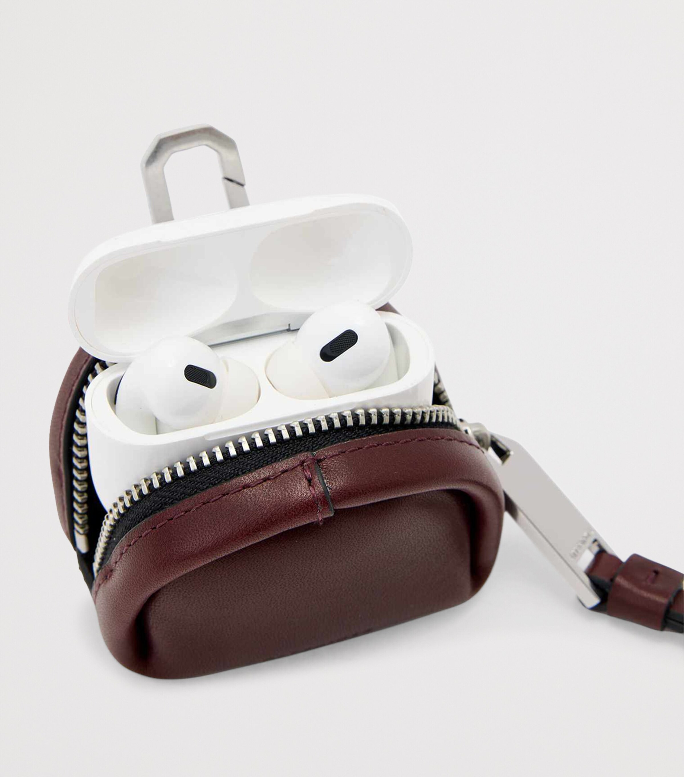 AllSaints Leather Rosalie AirPods Case Burgundy Red Image 2