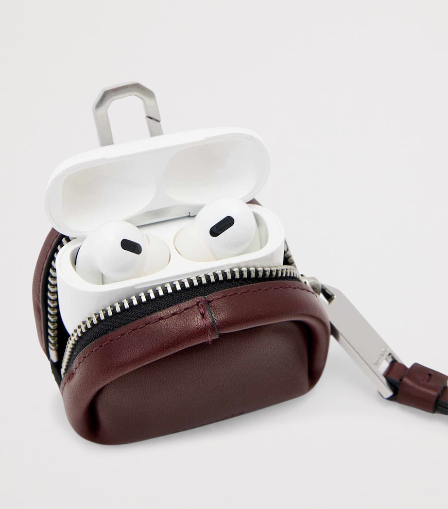 AllSaints Leather Rosalie AirPods Case Burgundy Red Image 2