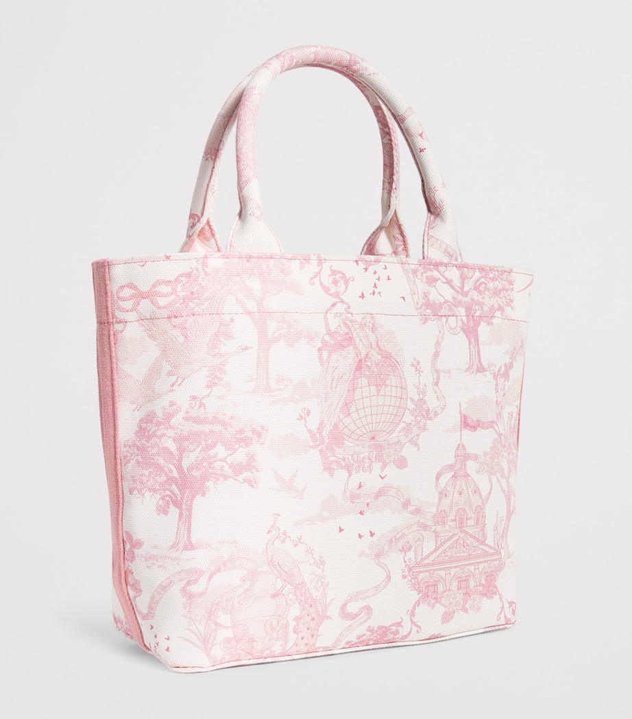 Small Toile Print Tote Bag PINK Image 2